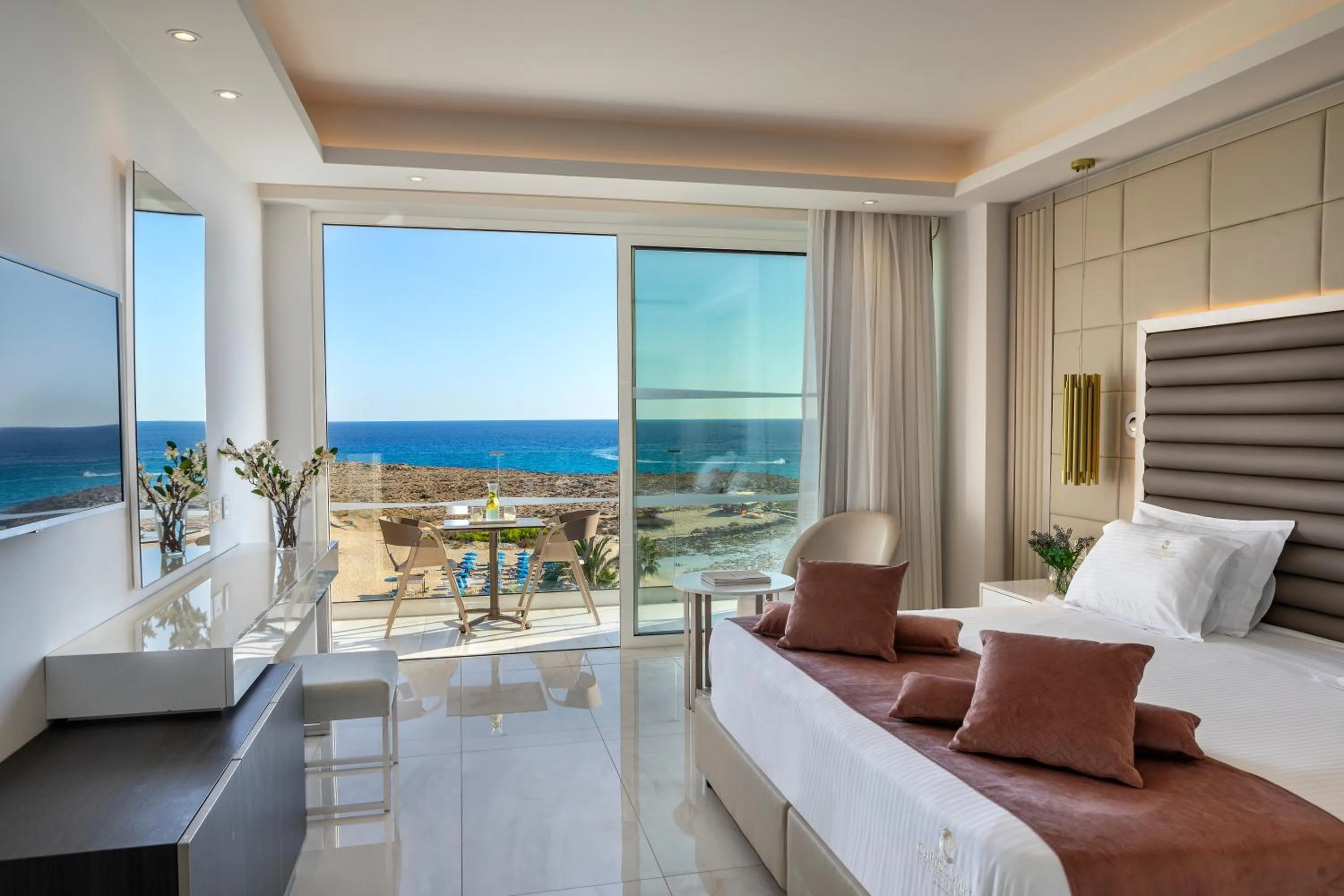 Bed in Chrysomare Beach Hotel & Resort