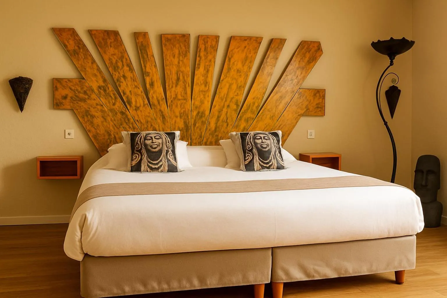 Bed in Logis Hôtel Les Grenadines