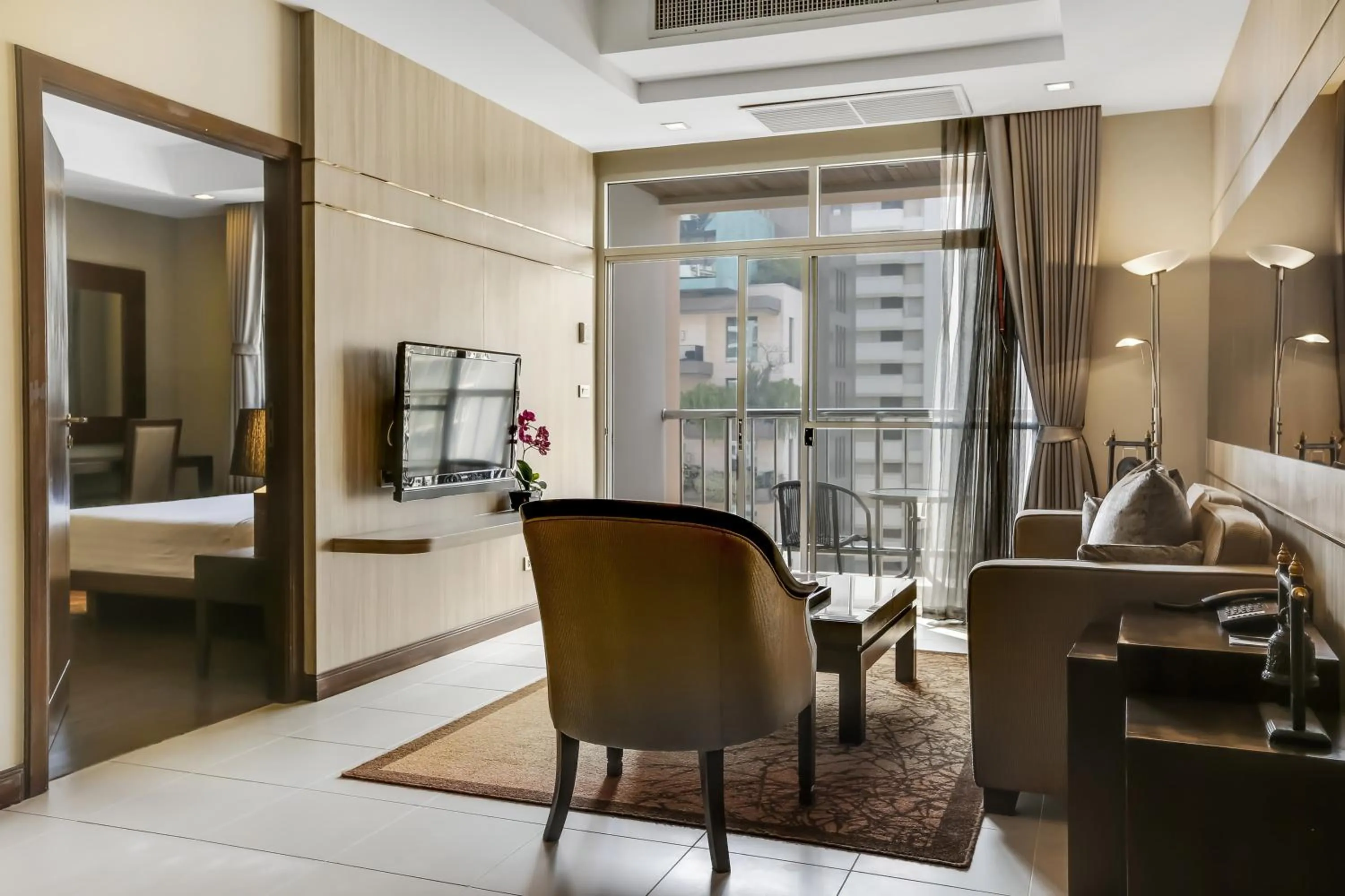 TV and multimedia, Bed in Grand Asoke Suites Boutique Residence