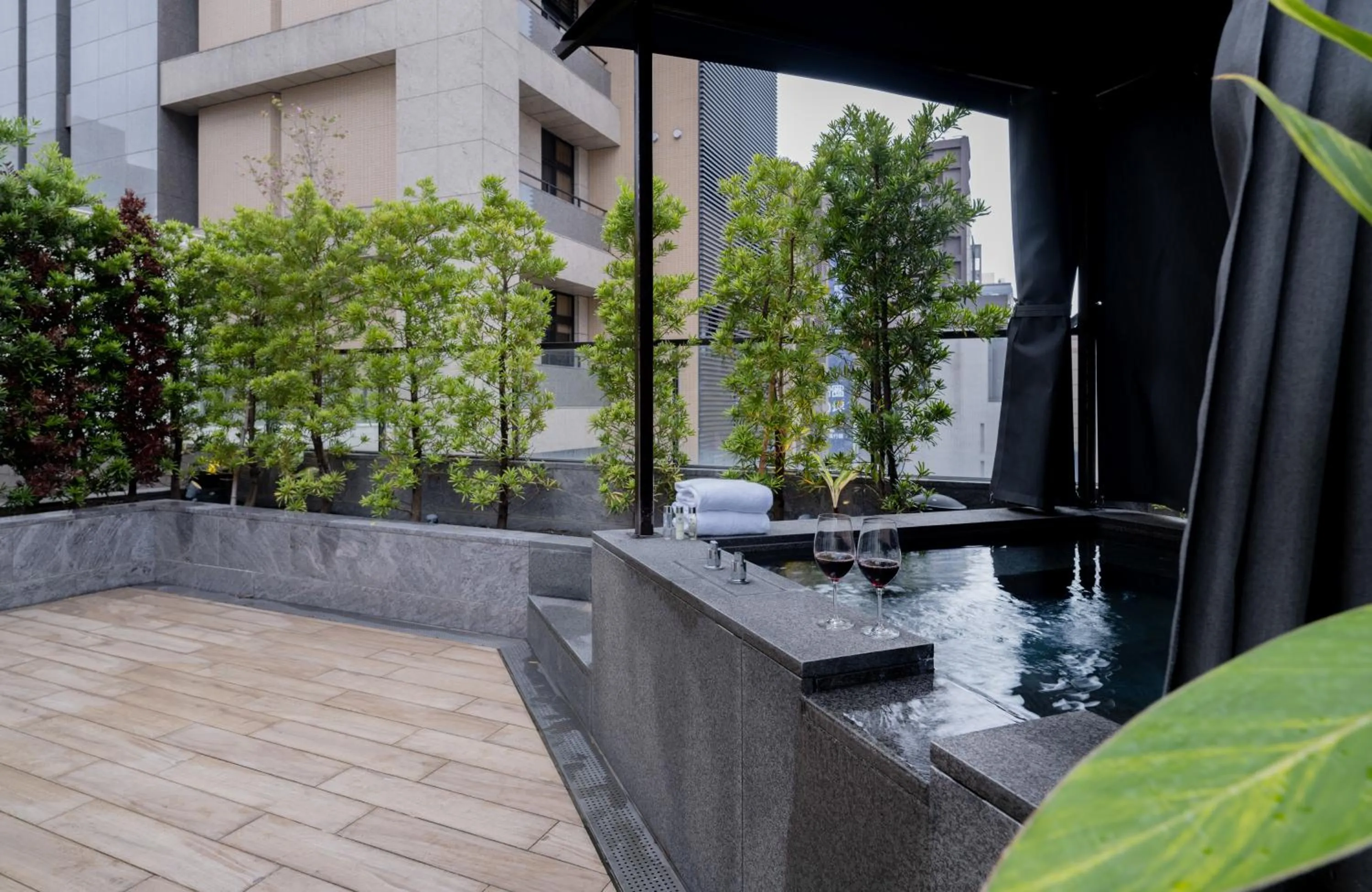 Patio in Hotel Mvsa+Michelin 2 Starred Molino de Urdàniz