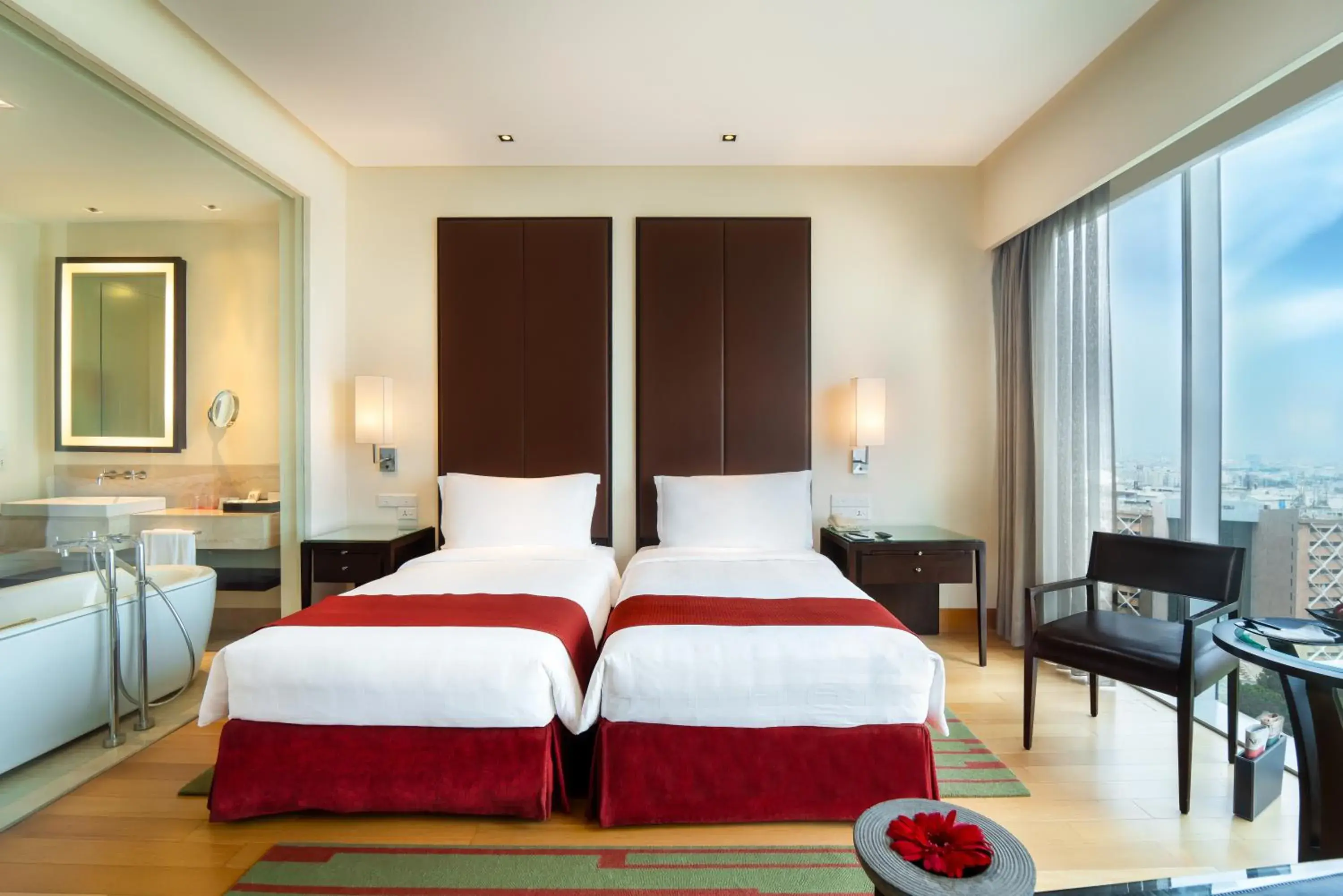 Trident Club Room Twin Bed with One way airport transfer and access to Club Lounge - single occupancy in Trident Hyderabad Trident Club Room Twin Bed with One way airport transfer and access to Club Lounge - single occupancy in Trident Hyderabad