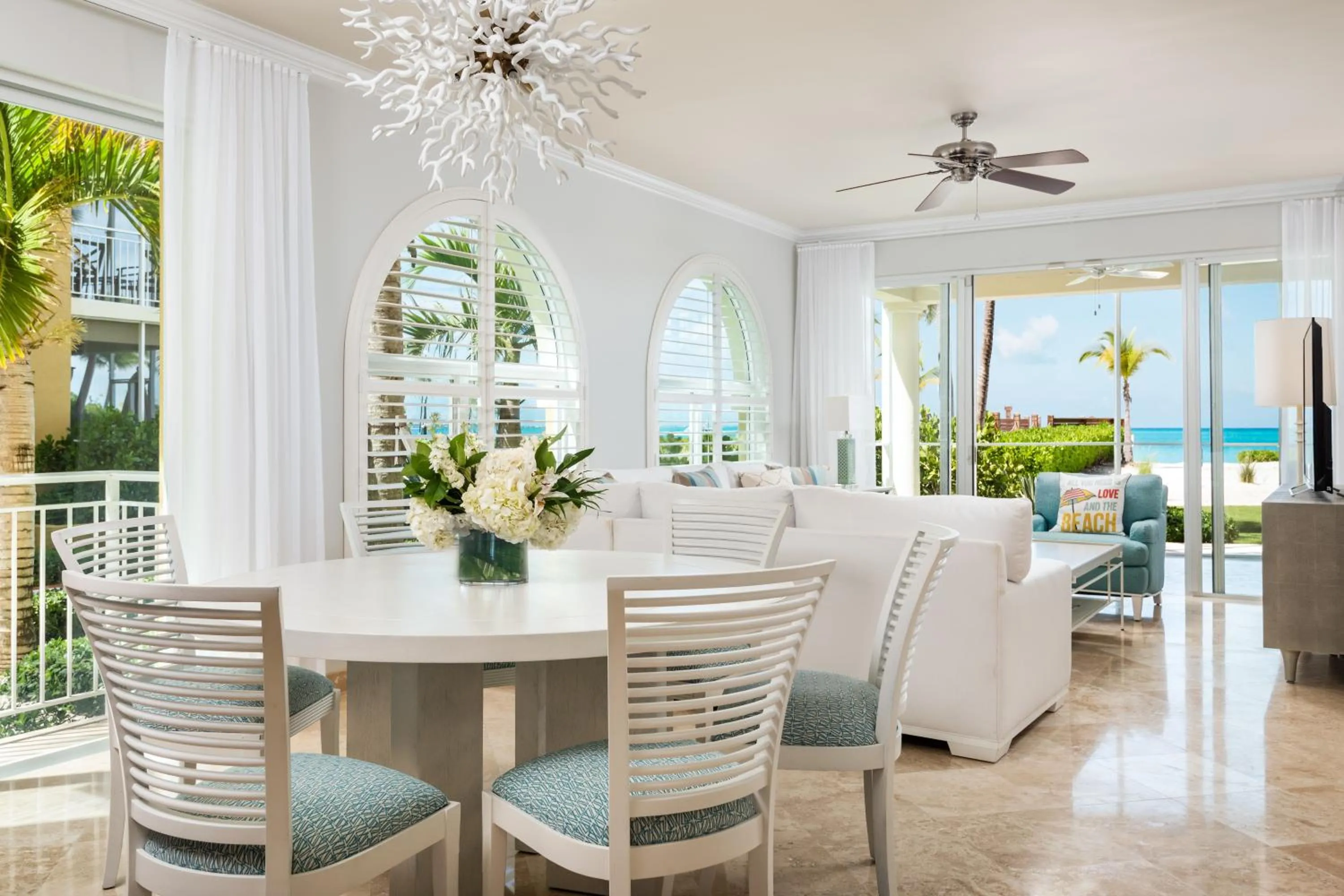 Living room in The Tuscany on Grace Bay