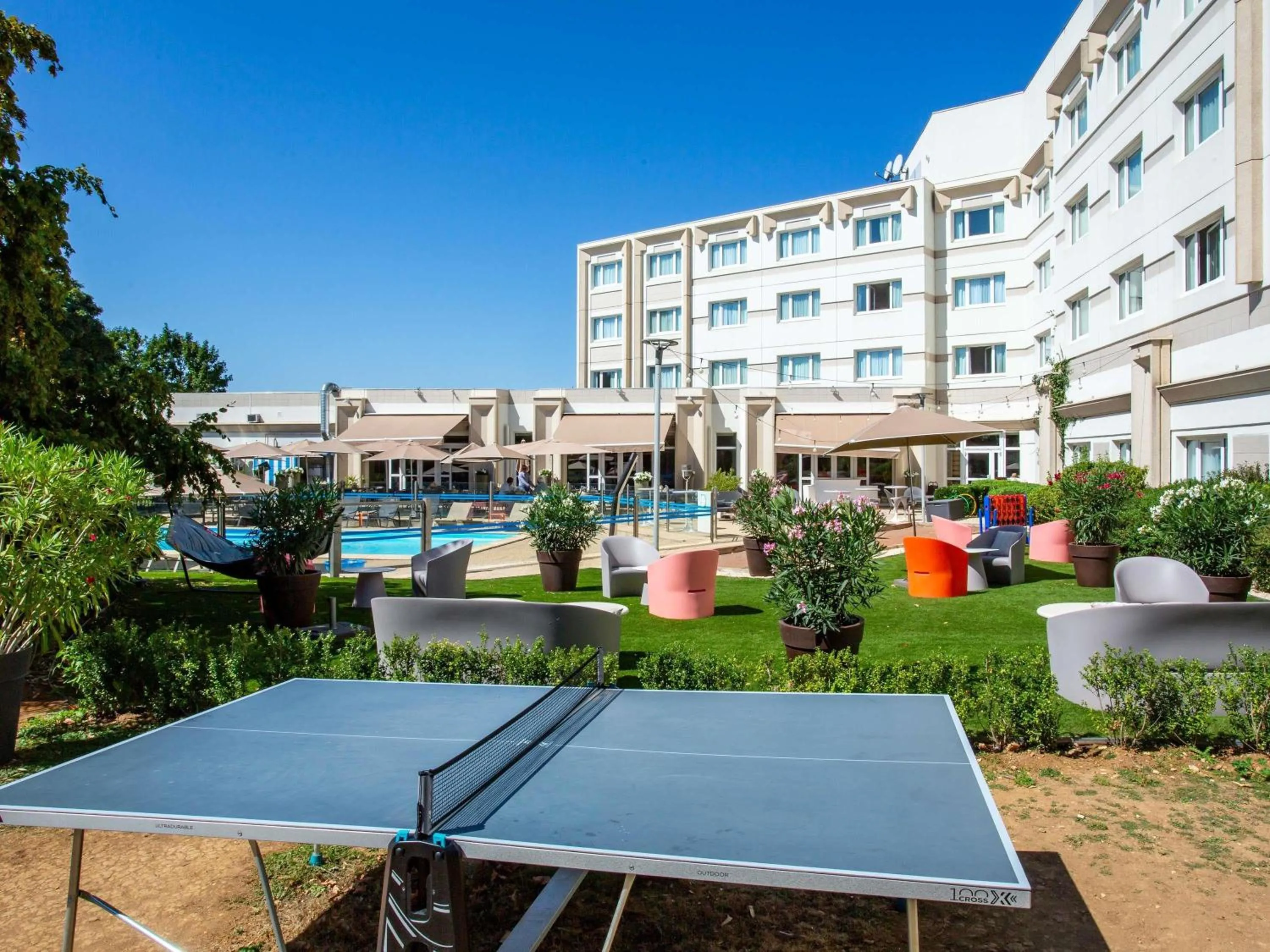 Pool view in Novotel Bourges