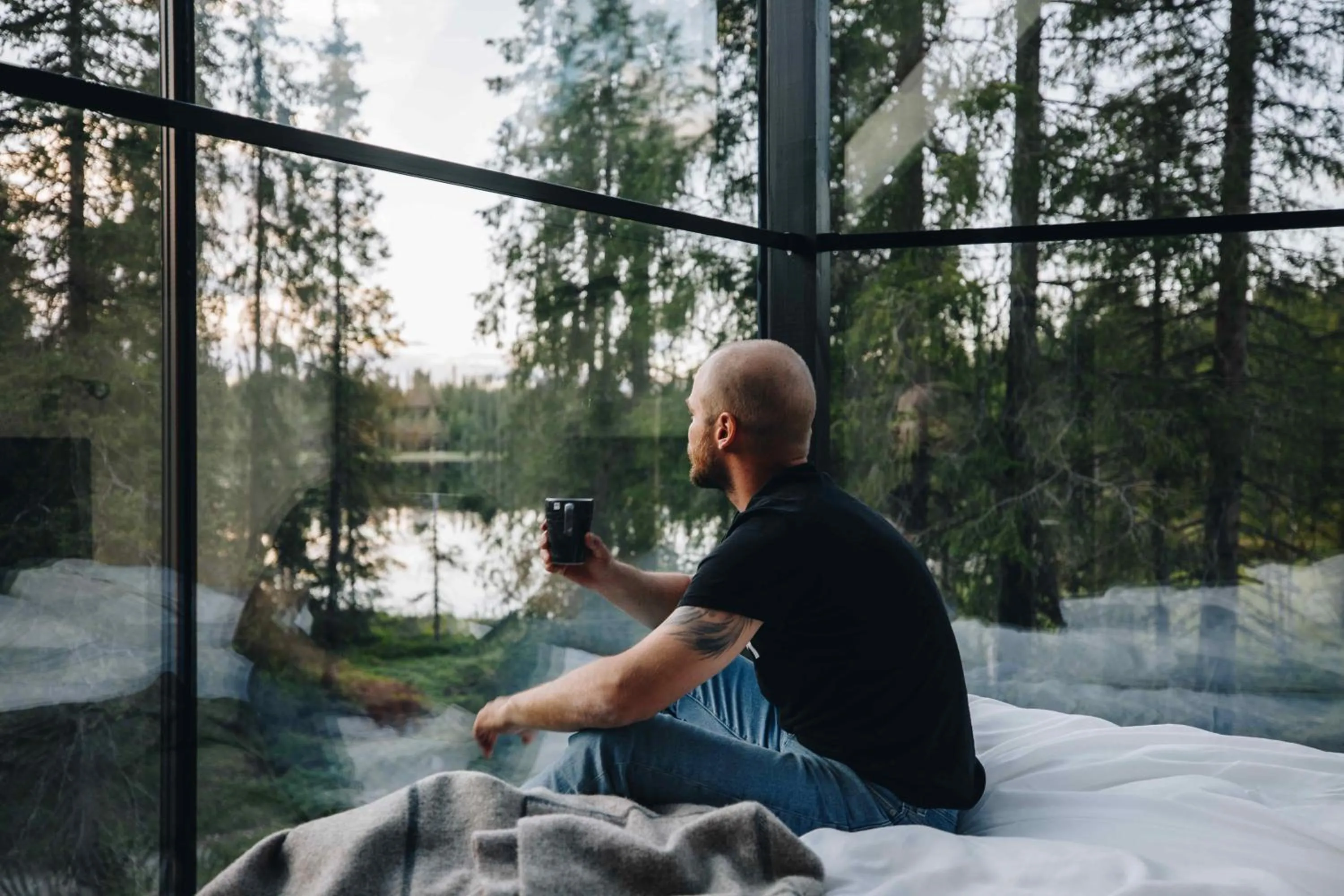 People in Magical Pond Nature Igloos