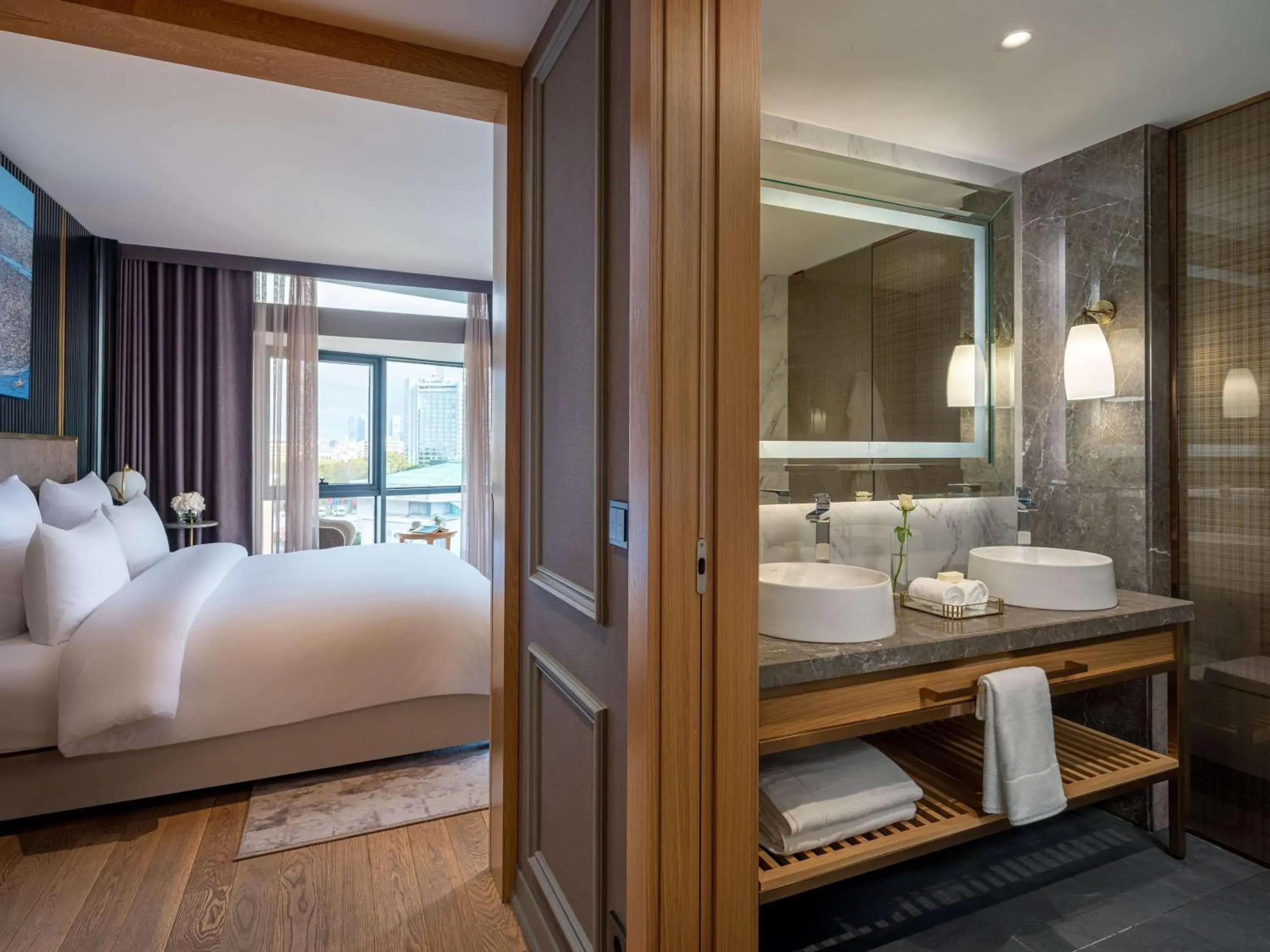 Bathroom, Bed in Sofitel Istanbul Taksim Bathroom, Bed in Sofitel Istanbul Taksim