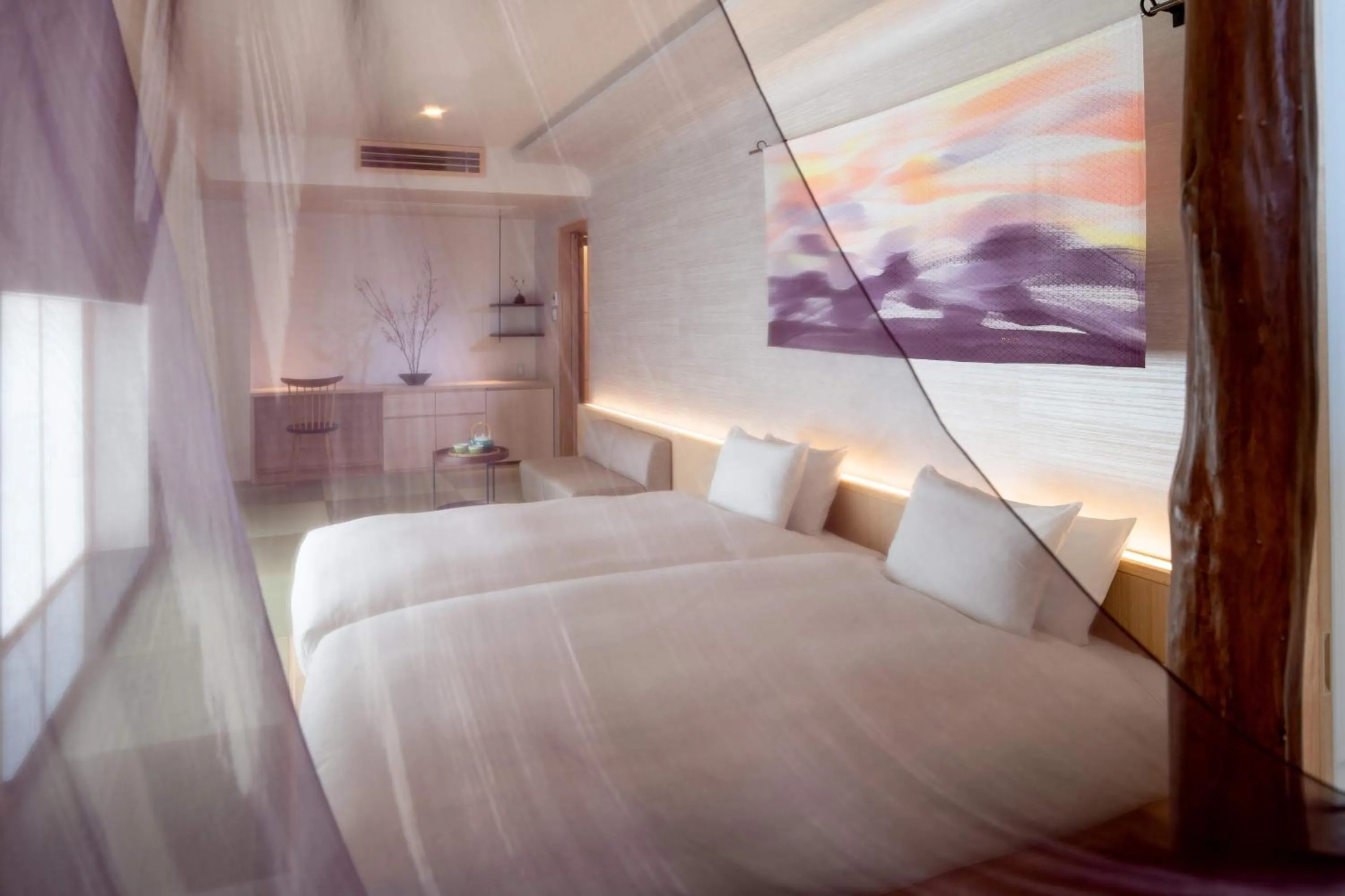 Living room, Bed in THE JUNEI HOTEL Kyoto