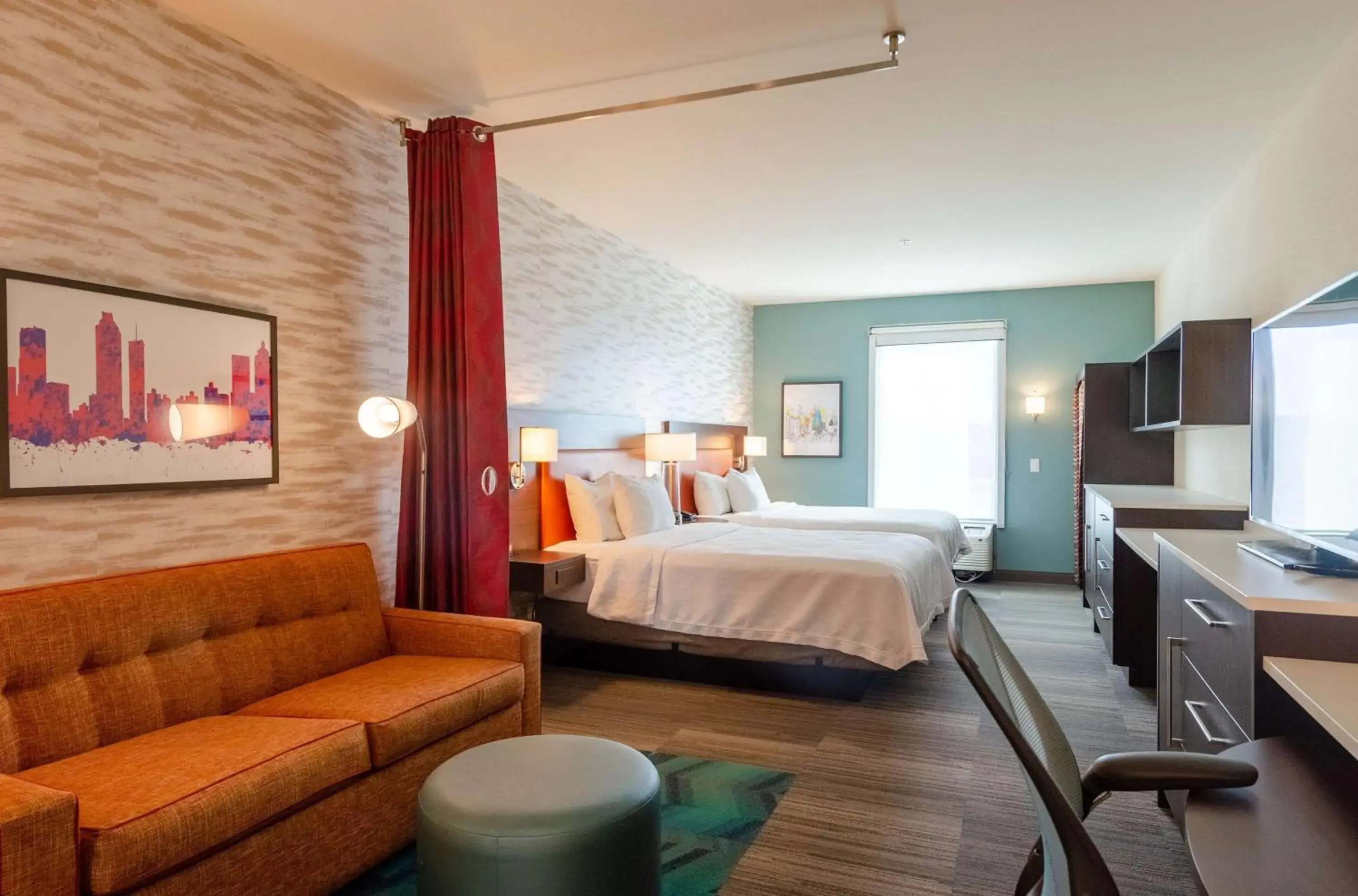 Living room, Bed in Home2 Suites By Hilton Atlanta Camp Creek Parkway, Ga Living room, Bed in Home2 Suites By Hilton Atlanta Camp Creek Parkway, Ga