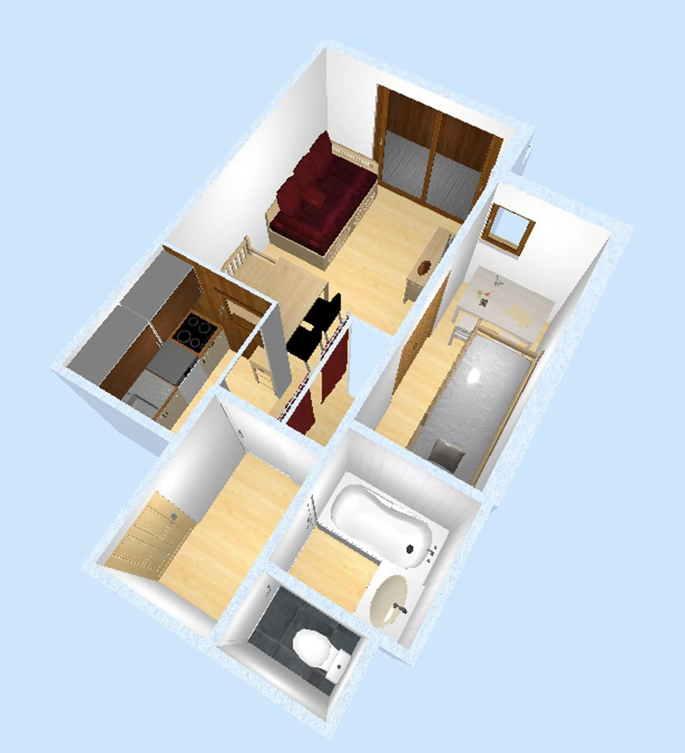 Floor plan in Le Rond Point des Pistes - 4 personnes - Tignes Val Claret 2100m - skis aux pieds