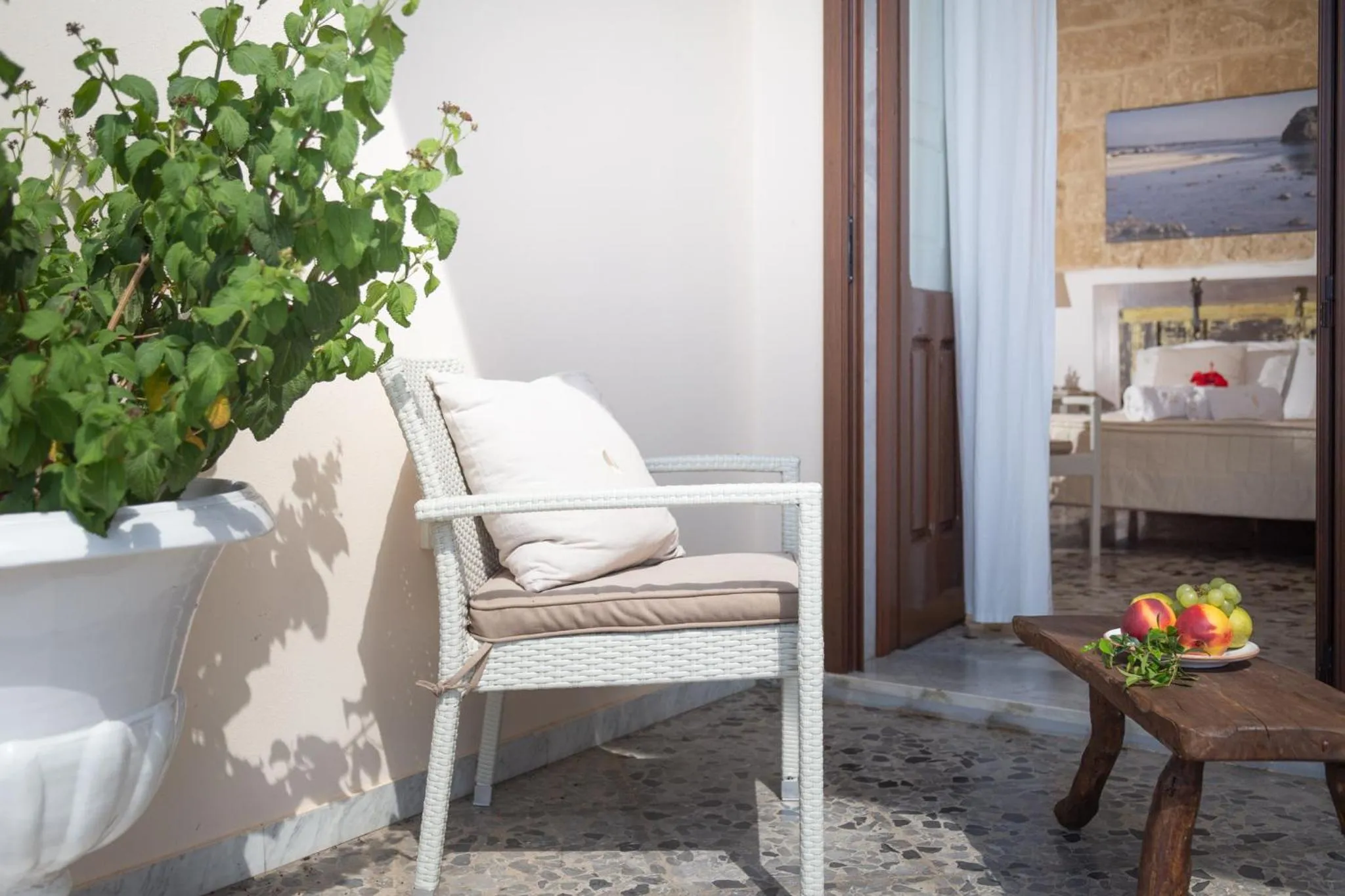 Balcony/Terrace, Bed in B&B Aurora Salentina