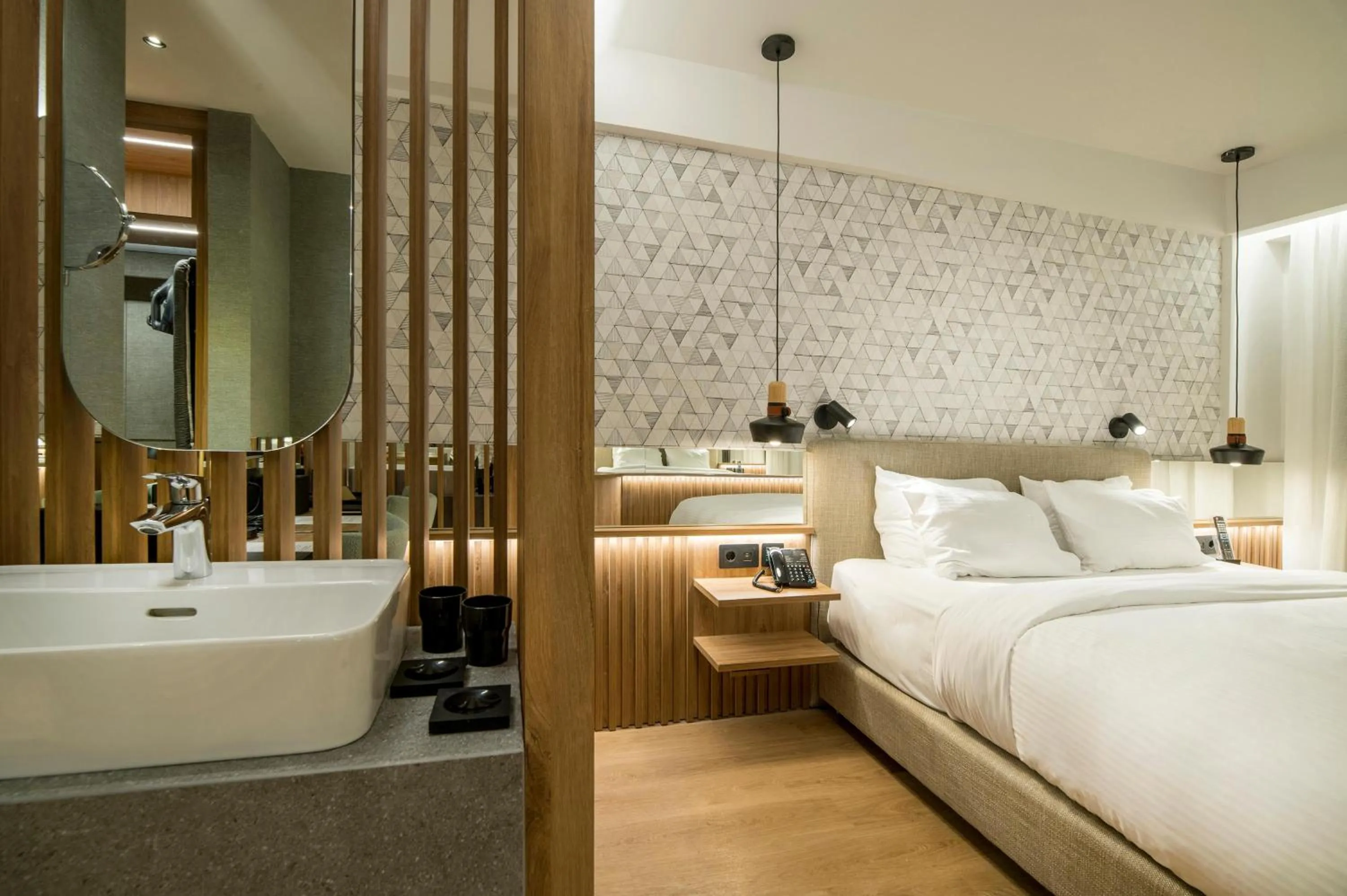 Bathroom, Bed in AKASHA Beach Hotel & Spa