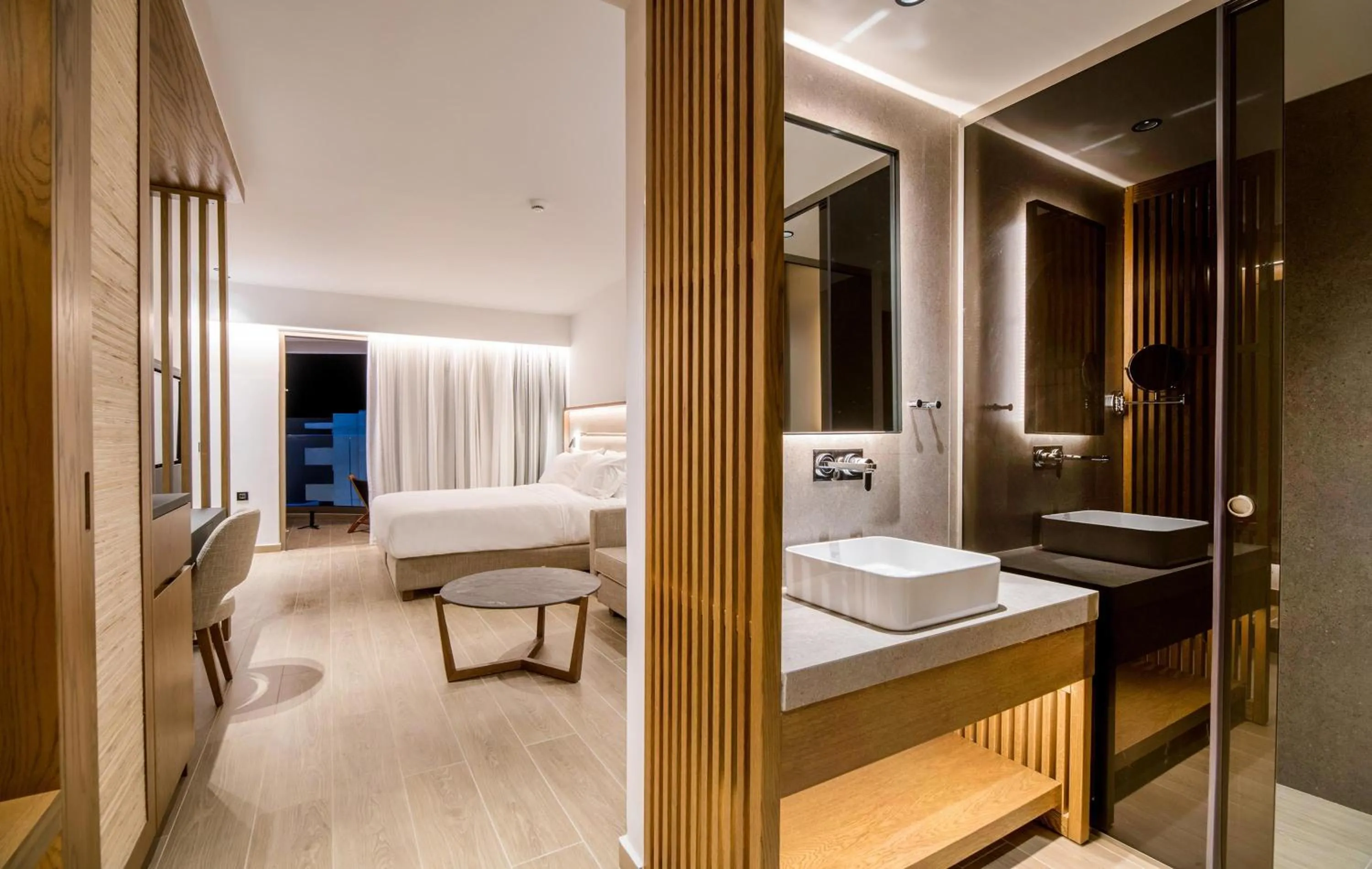 Bathroom, Bed in AKASHA Beach Hotel & Spa