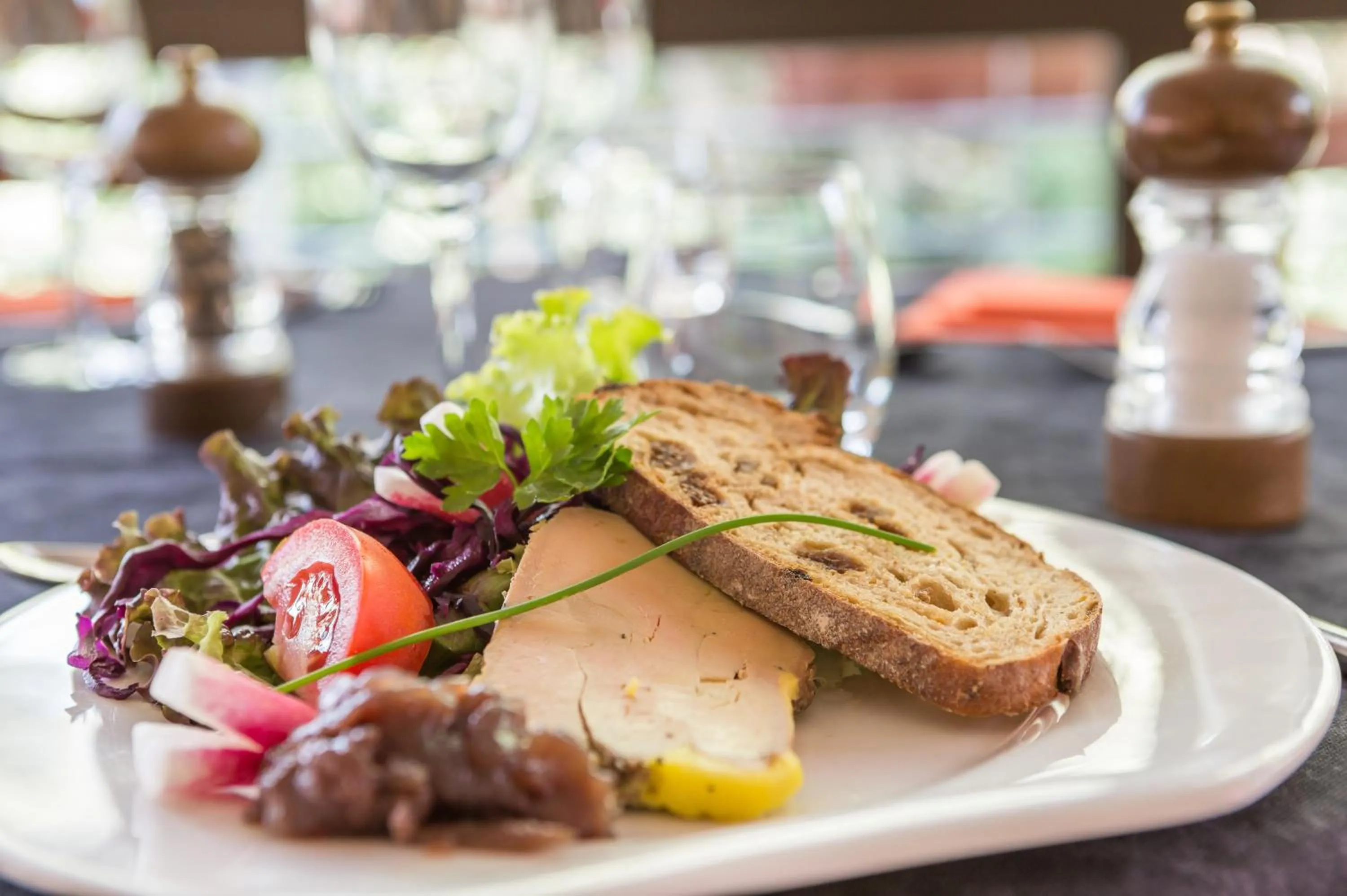 Dinner in Logis Hotel Restaurant Auberge Les Rives de l'Arzon