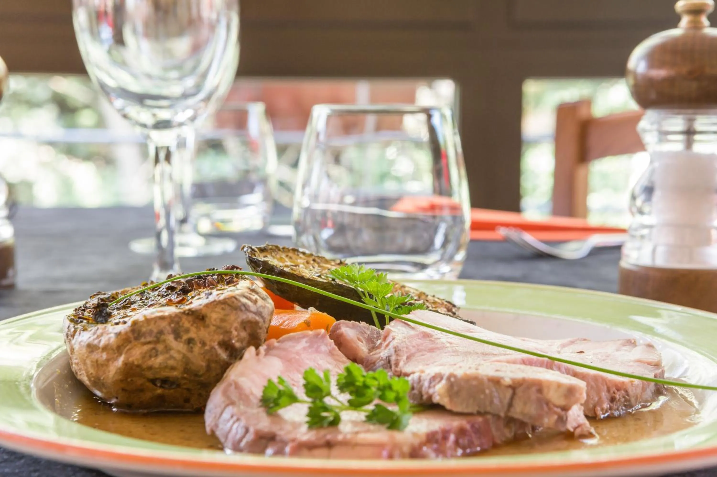 Dinner in Logis Hotel Restaurant Auberge Les Rives de l'Arzon