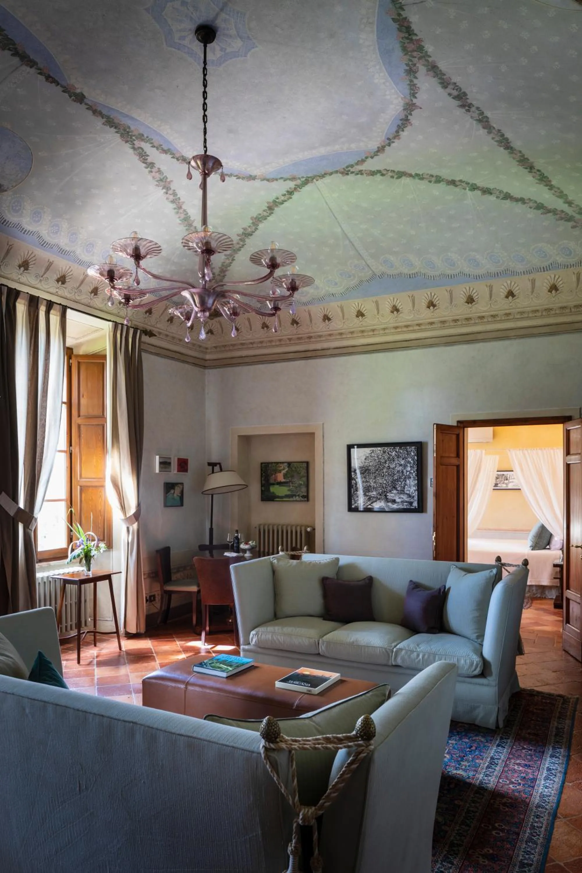 Seating area in Borgo Pignano Volterra Tuscany