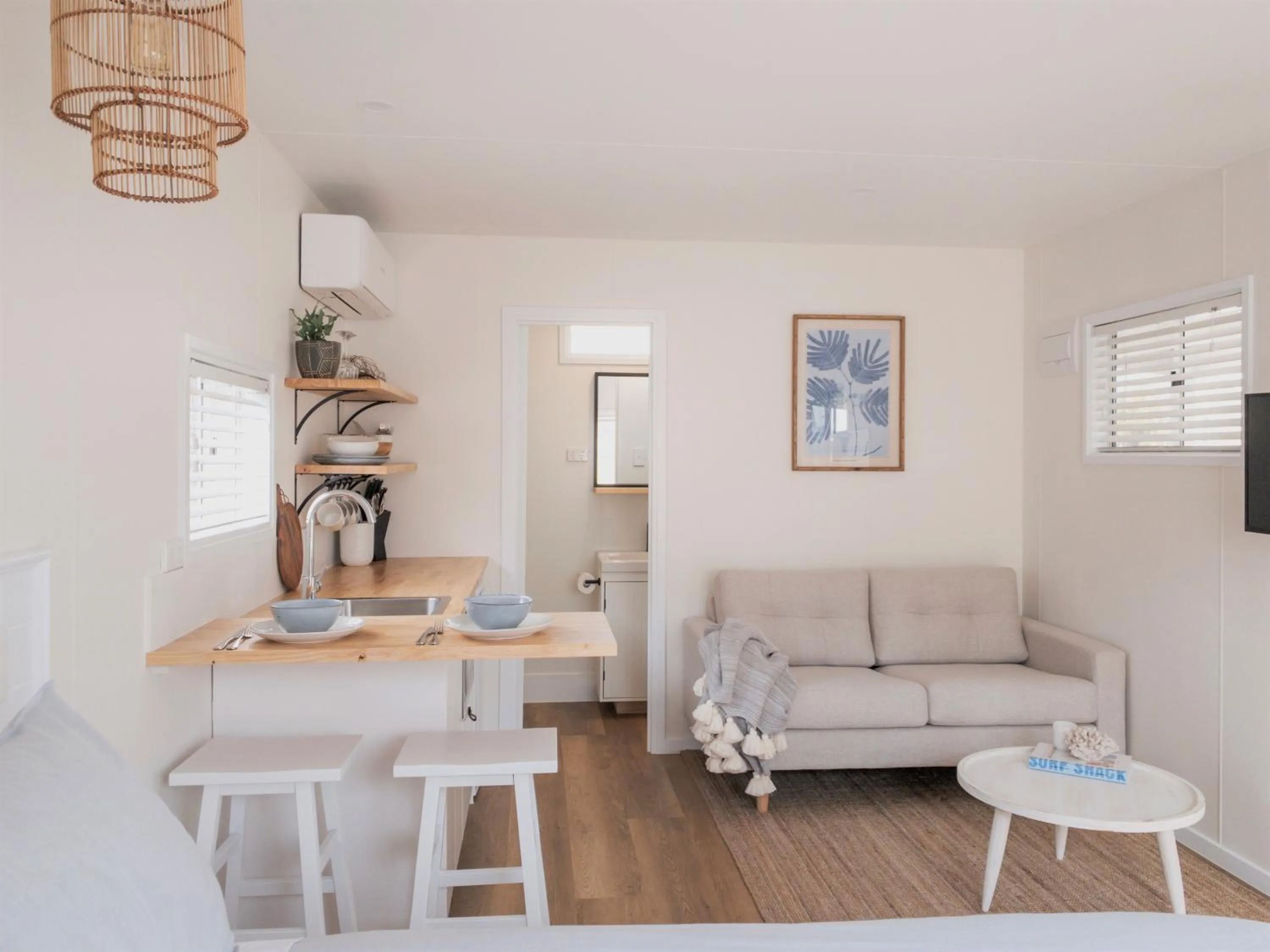 Living room in Little Palm Cabins