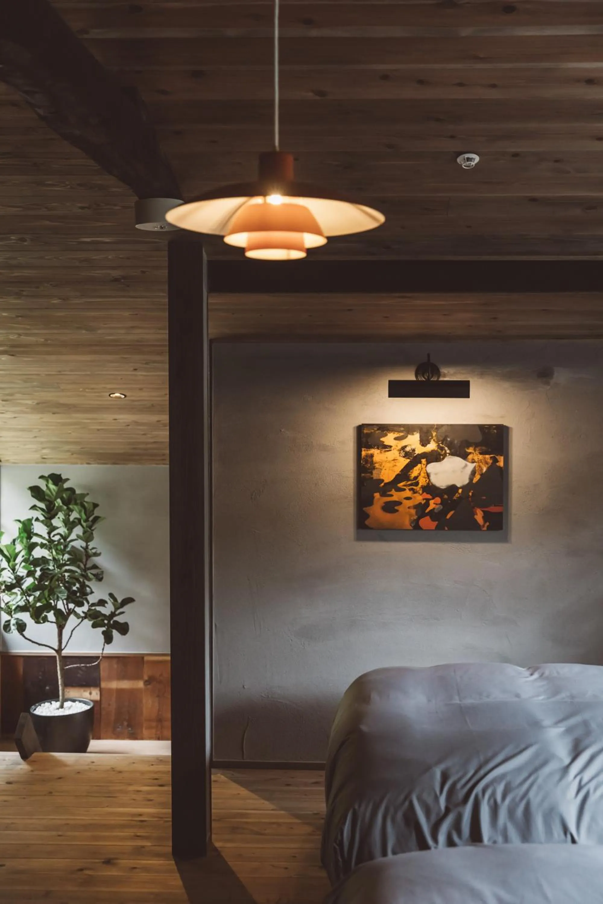 Decorative detail, Bed in NIPPONIA Kosuge Village