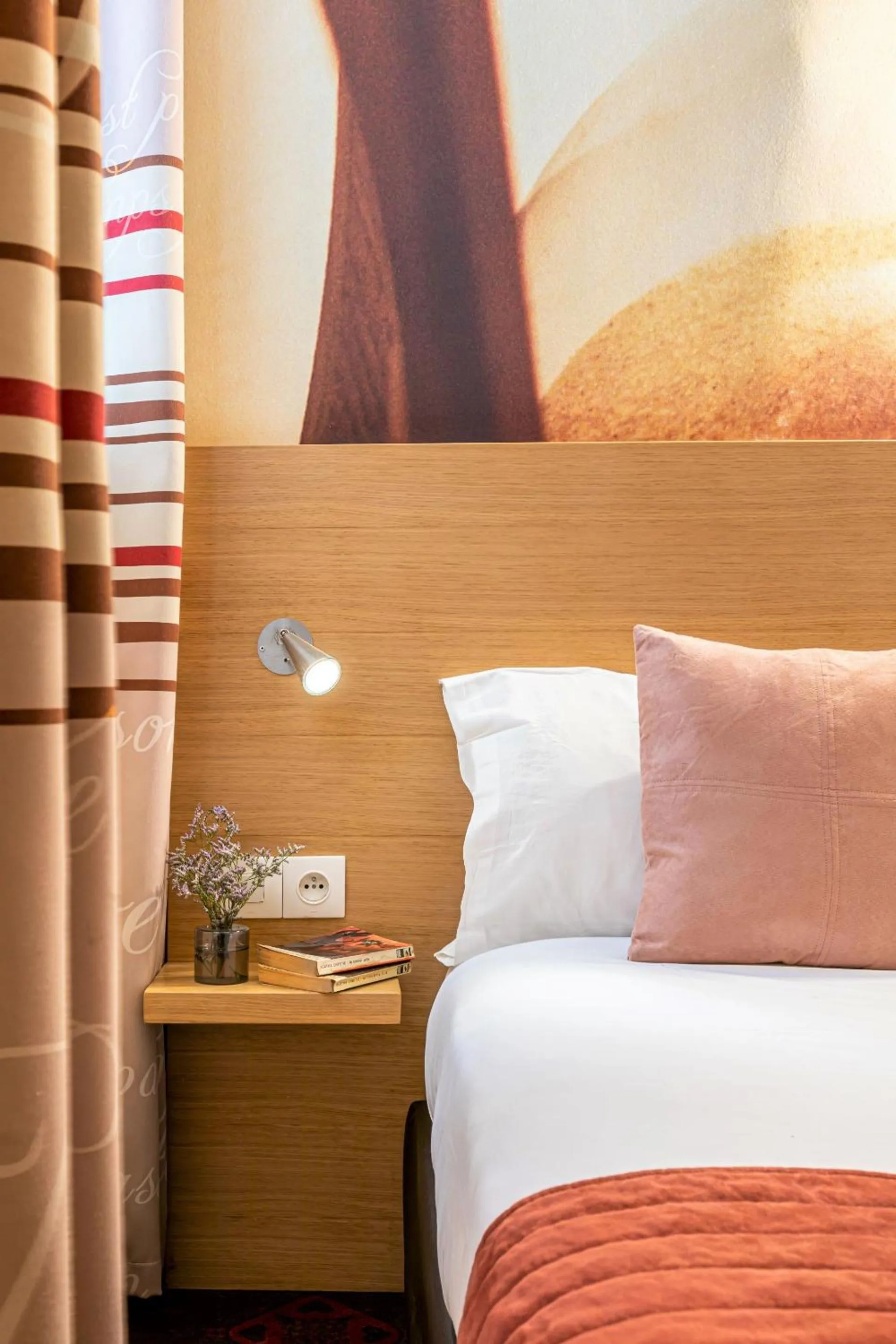 Decorative detail, Bed in Hotel Ariane Montparnasse by Patrick Hayat