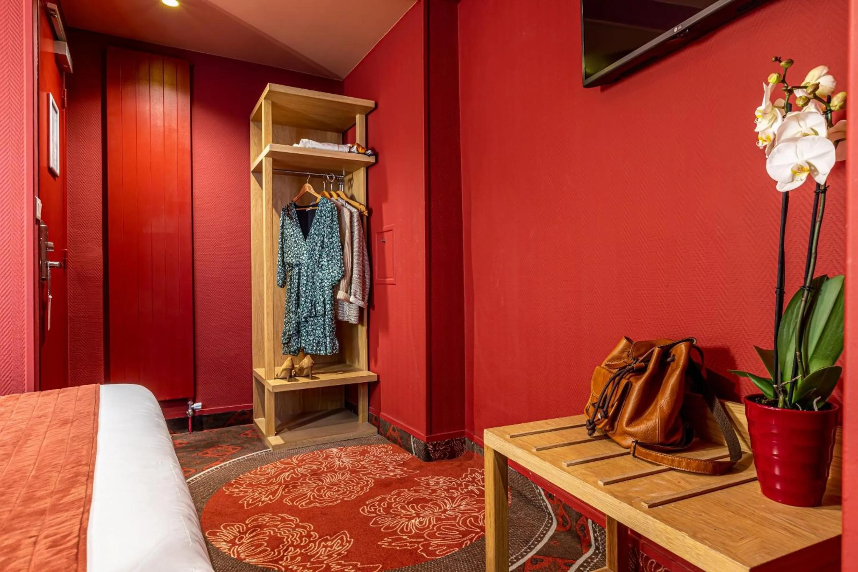 Bedroom, Bed in Hotel Ariane Montparnasse by Patrick Hayat