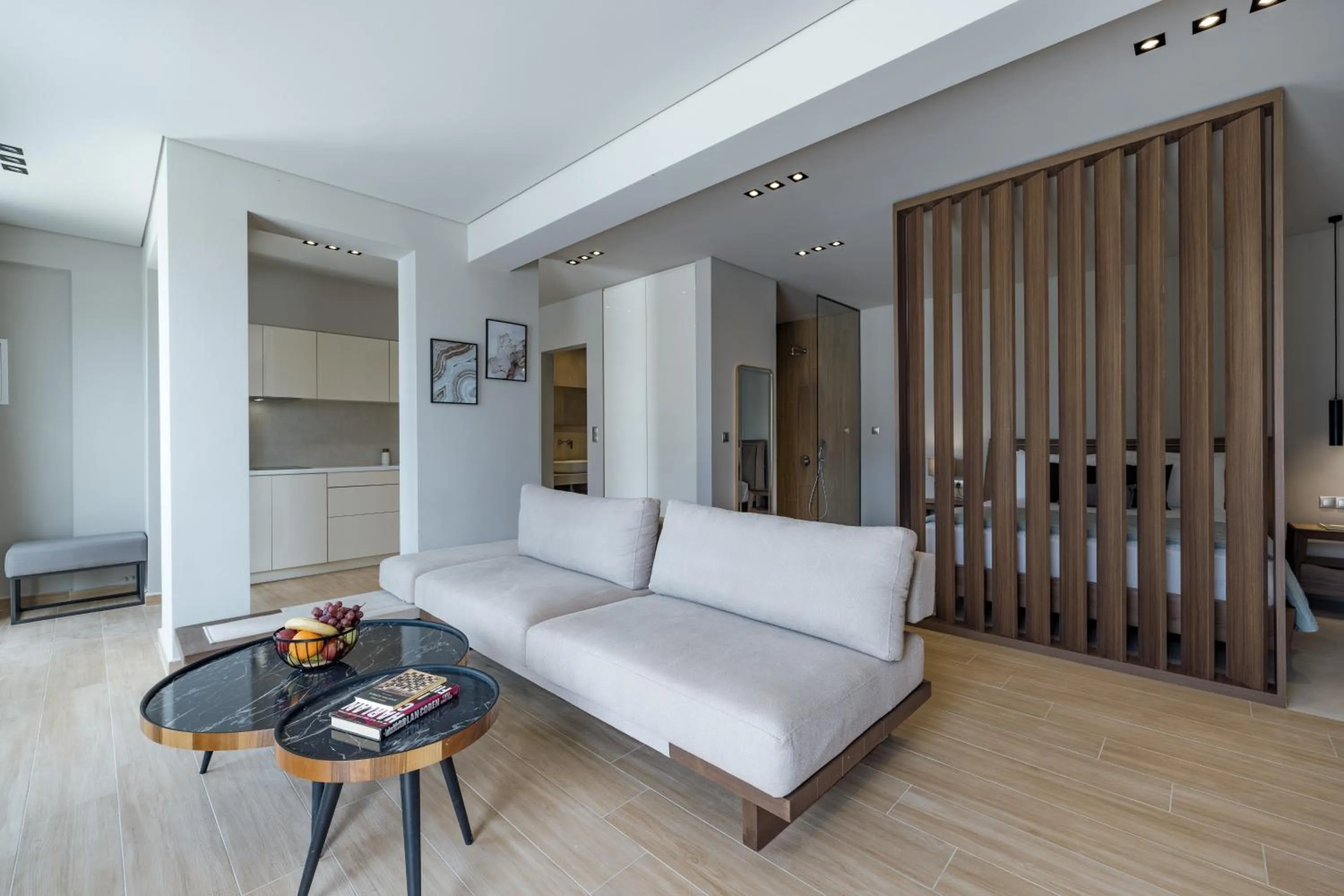 Seating area, Bed in El Mar Naxos