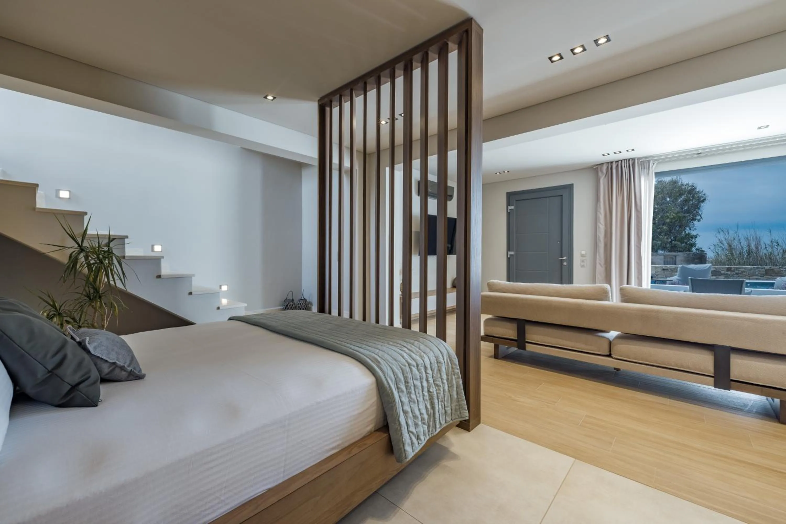 Living room, Bed in El Mar Naxos