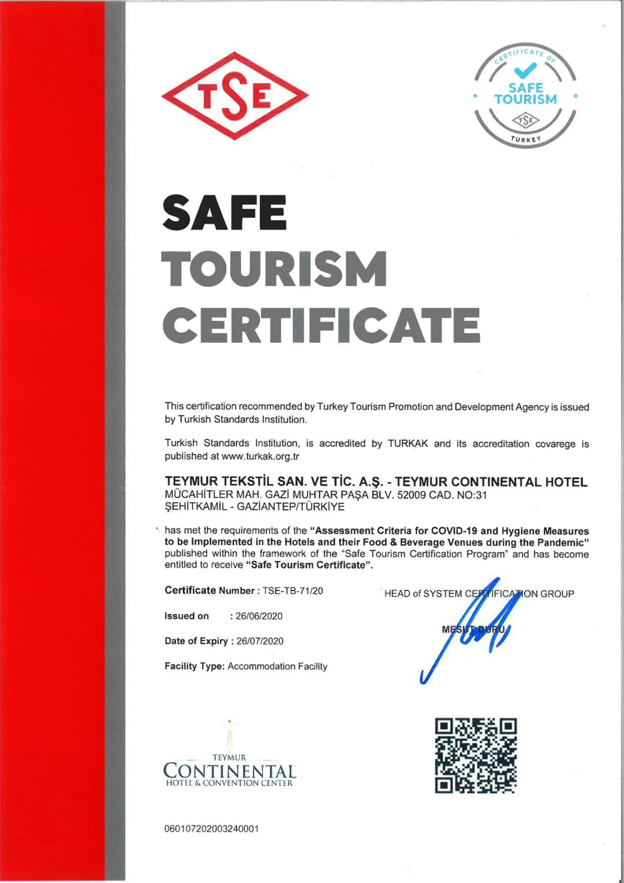 Facade/entrance in Teymur Continental Hotel