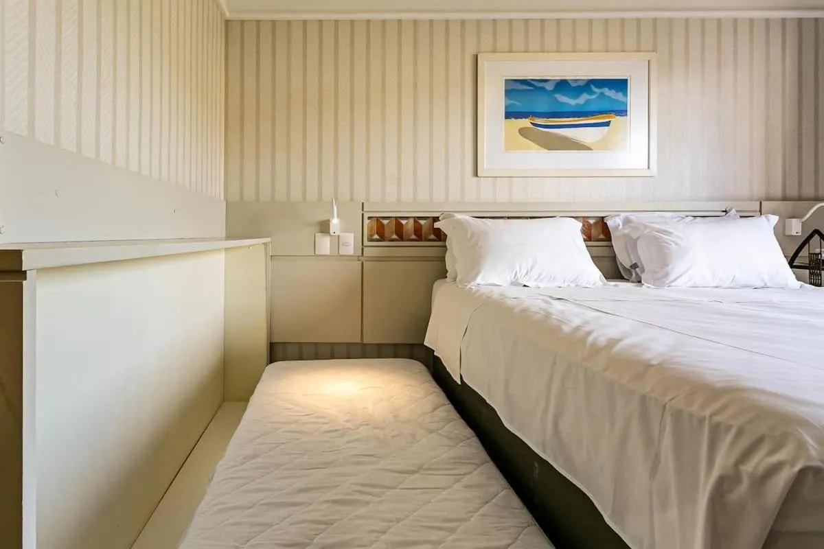 Bedroom, Bed in Estúdios Modernos em Resort pé na areia - Jurerê Beach Village JBVJR