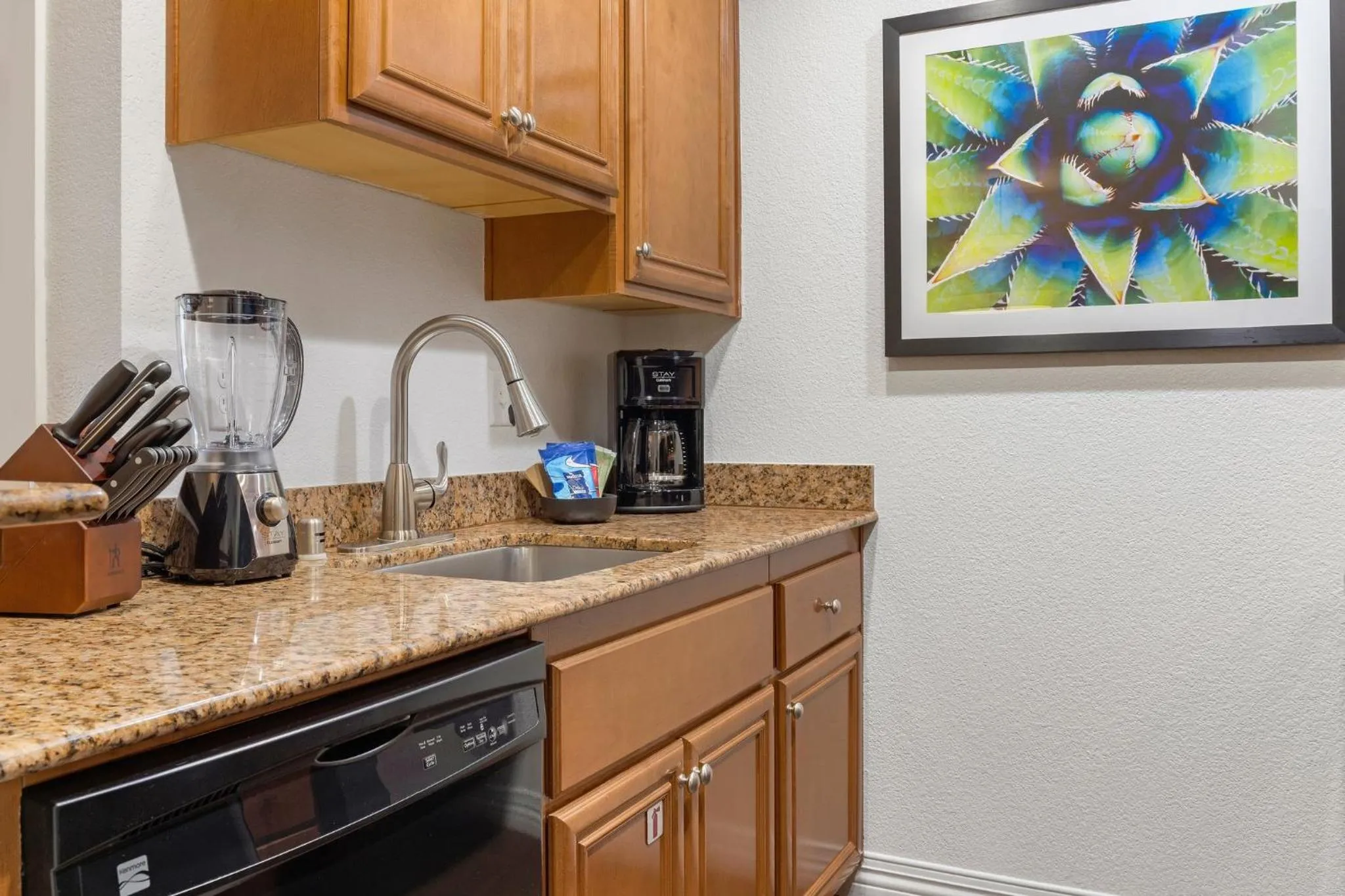 Communal kitchen in Desert Rose Resort