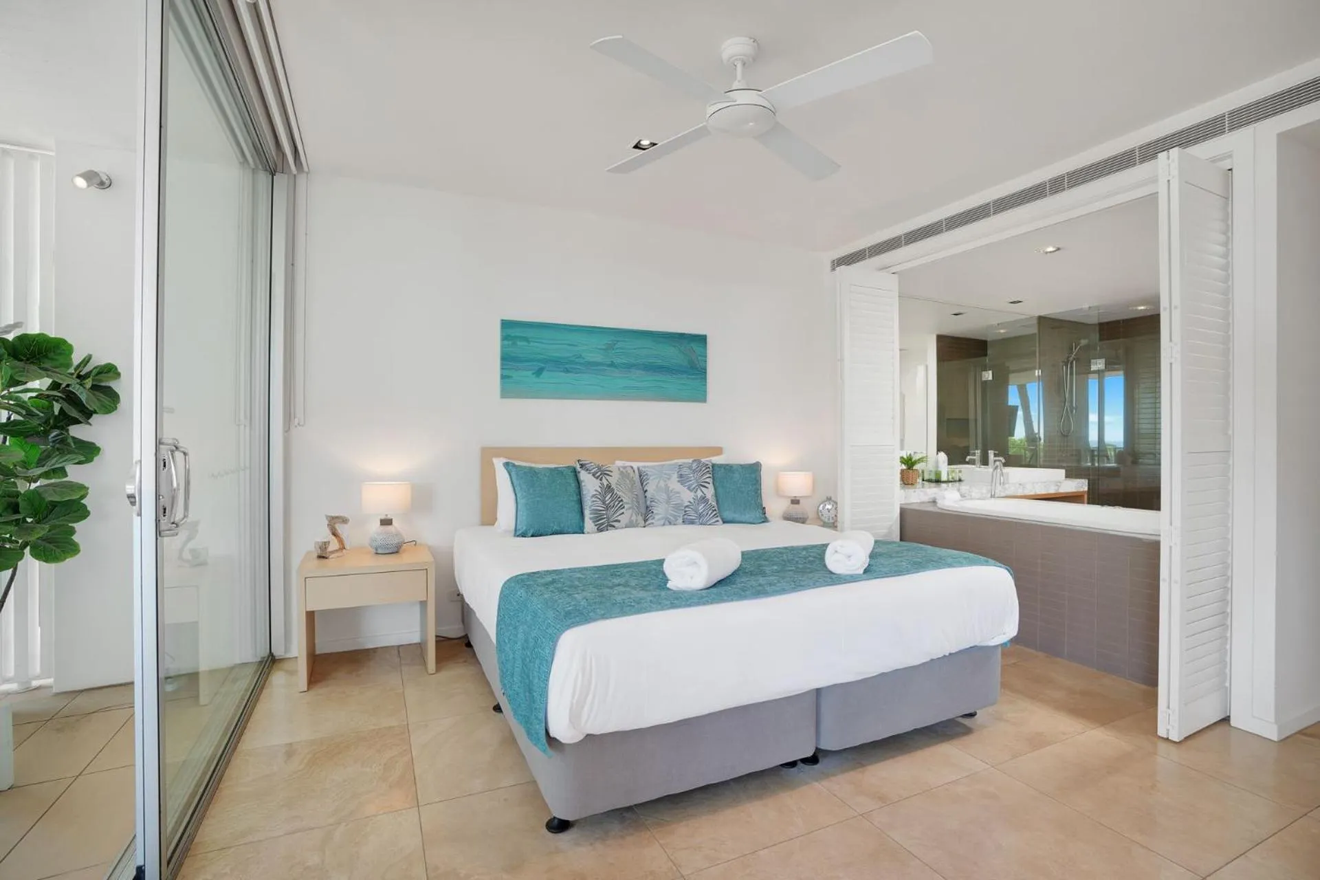 Bed in Unit 105 Plantation Resort Rainbow Beach