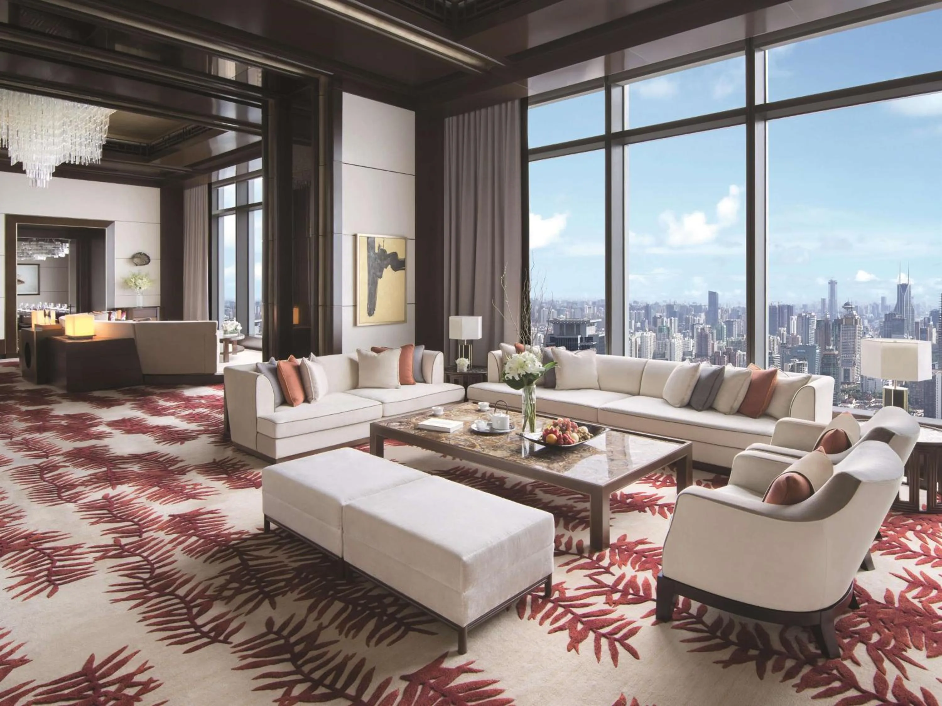Photo of the whole room in Jing An Shangri-La, Shanghai - sits centrally amid Puxi's iconic landmarks, uniquely positioned nearby Jing'an Temple