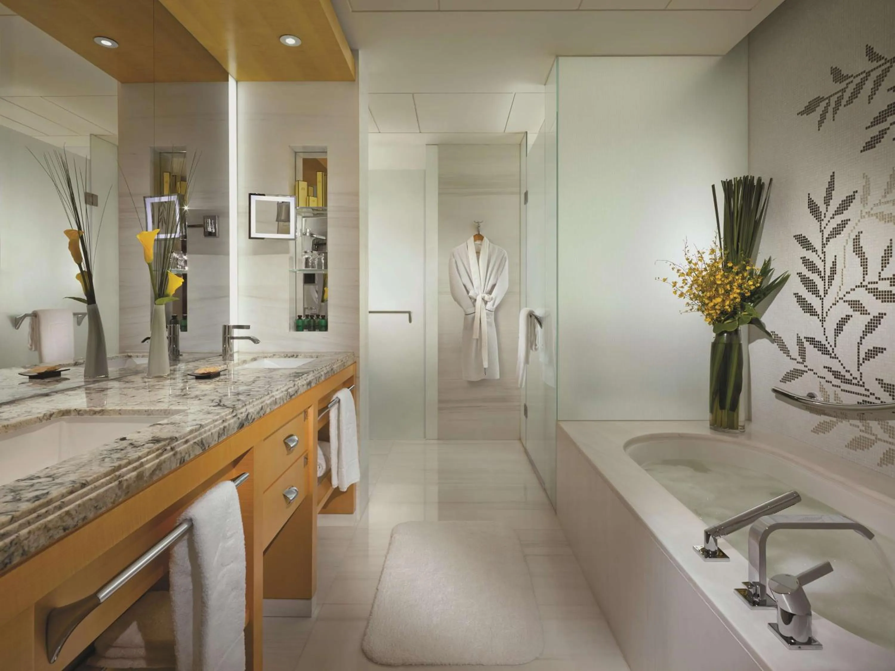 Bathroom in Jing An Shangri-La, Shanghai - sits centrally amid Puxi's iconic landmarks, uniquely positioned nearby Jing'an Temple