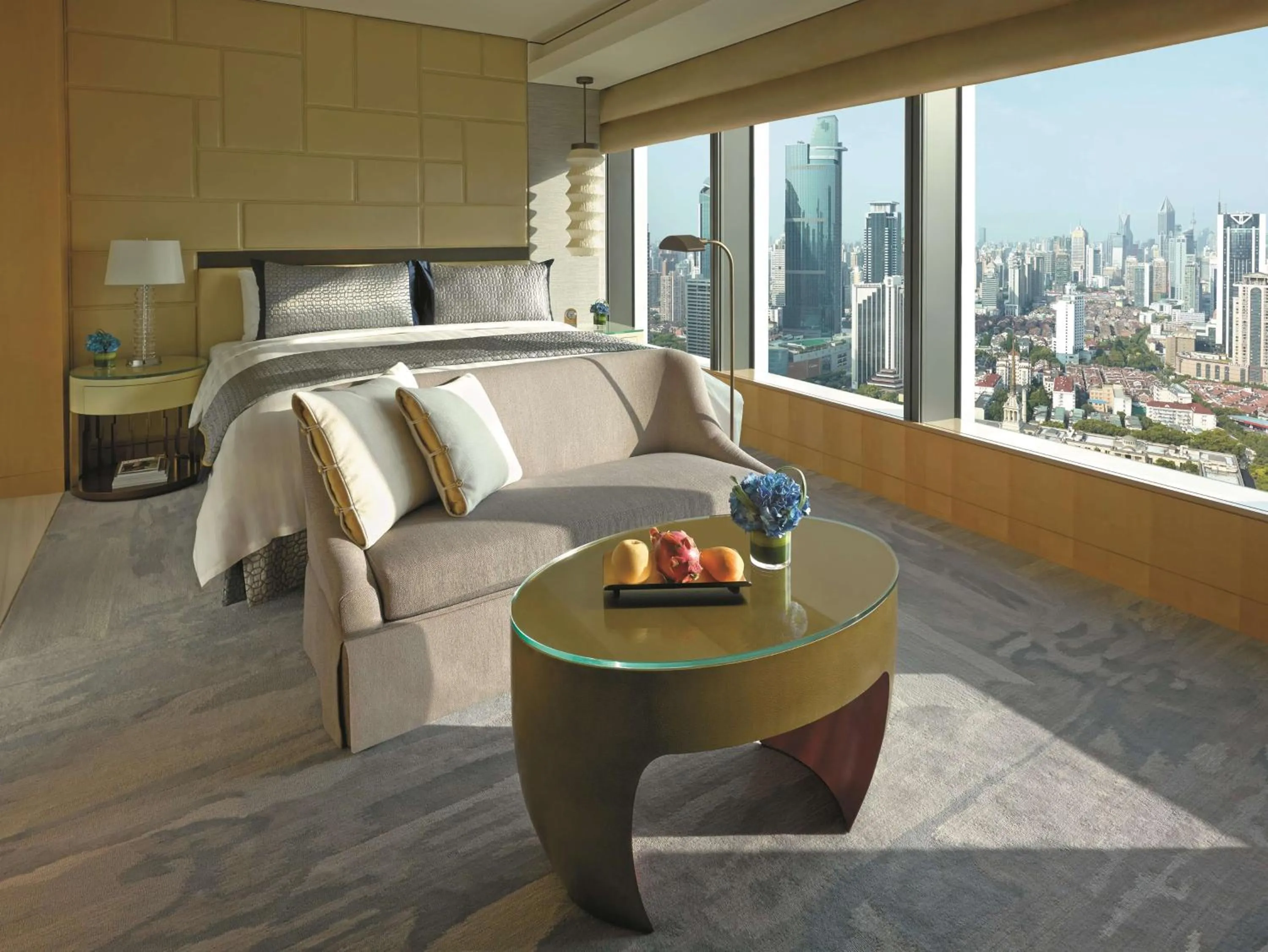Photo of the whole room in Jing An Shangri-La, Shanghai - sits centrally amid Puxi's iconic landmarks, uniquely positioned nearby Jing'an Temple