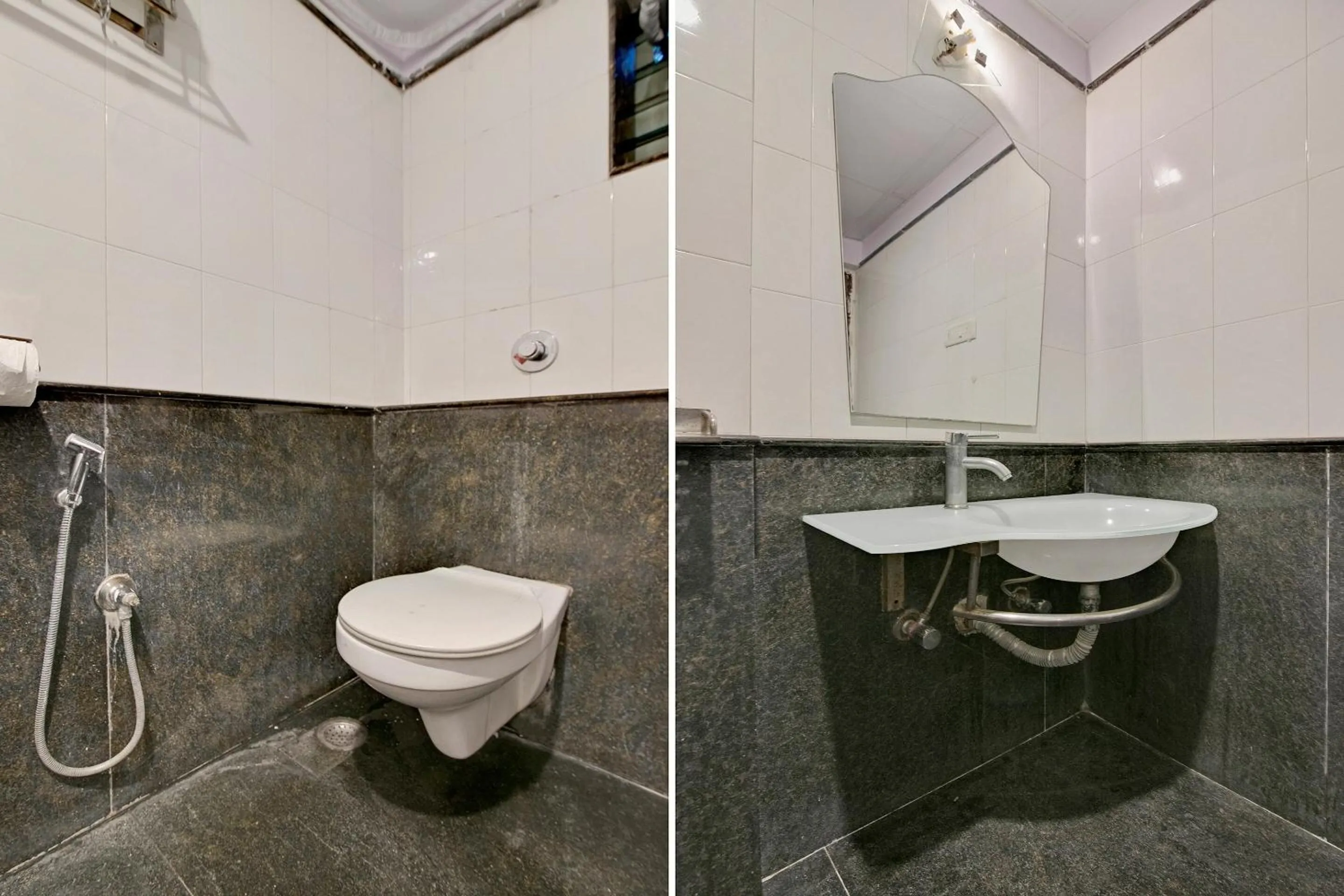 Bathroom in Capital O Elegant Amethyst Business Hotel Near Ragigudda Sri Prasanna Anjaneyaswamy Temple