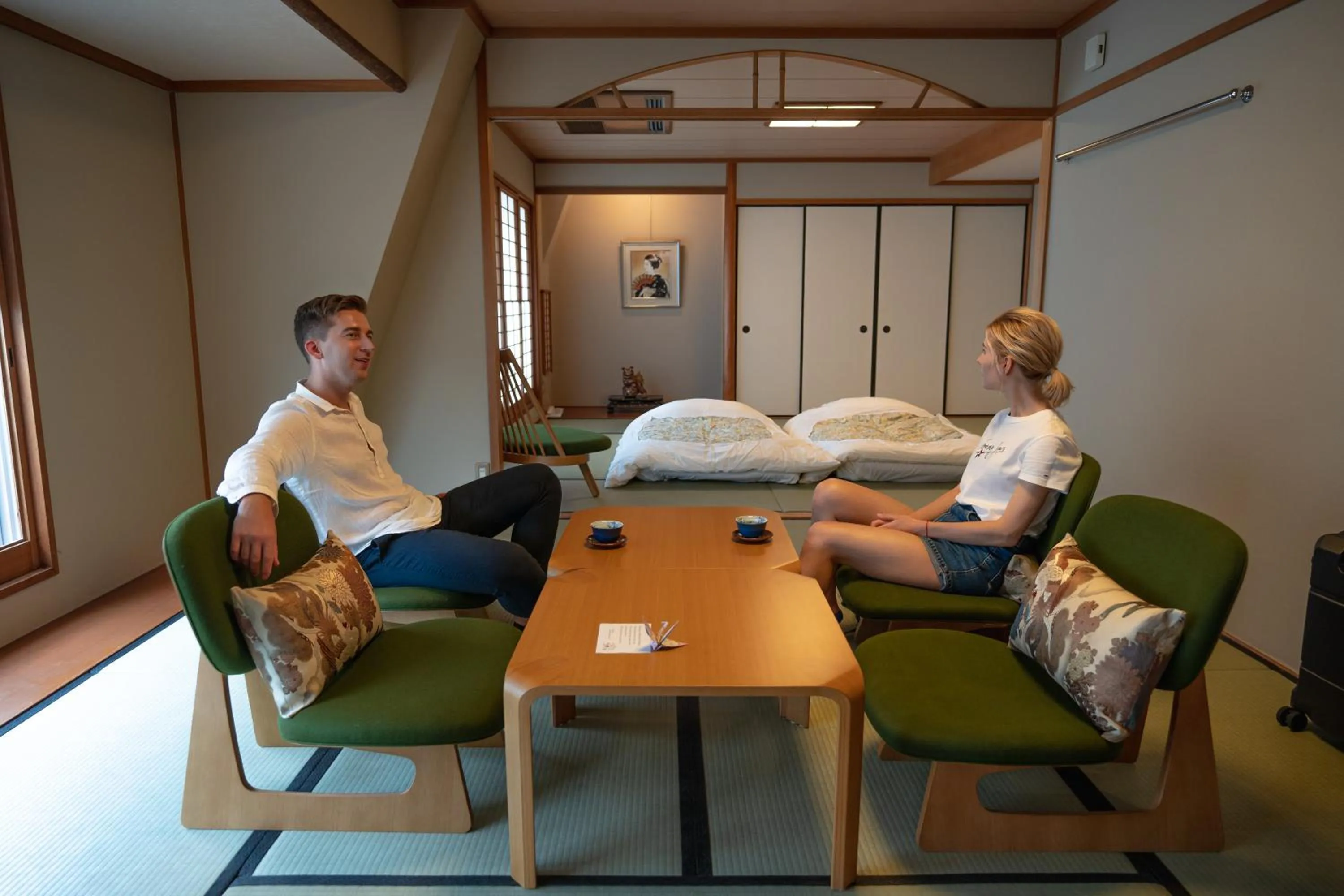 People, Bed in Nishiyama Ryokan - Established in 1953