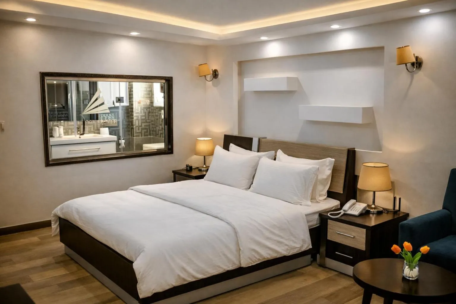 Bed in Pyramid Edge Hotel & Exclusive Pyramids View Rooftop