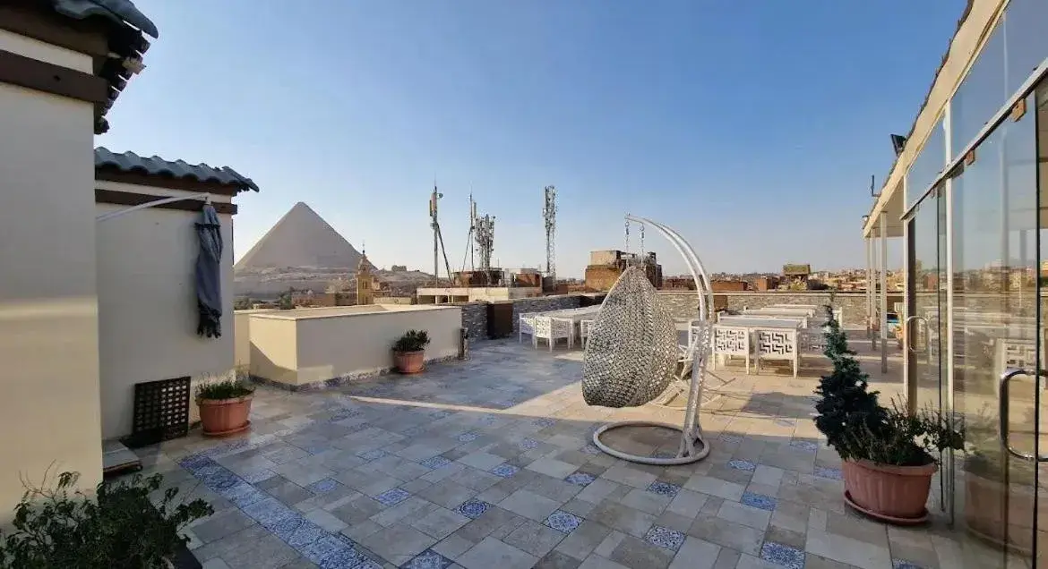 Balcony/Terrace in Pyramid Edge Hotel & Exclusive Pyramids View Rooftop Balcony/Terrace in Pyramid Edge Hotel & Exclusive Pyramids View Rooftop