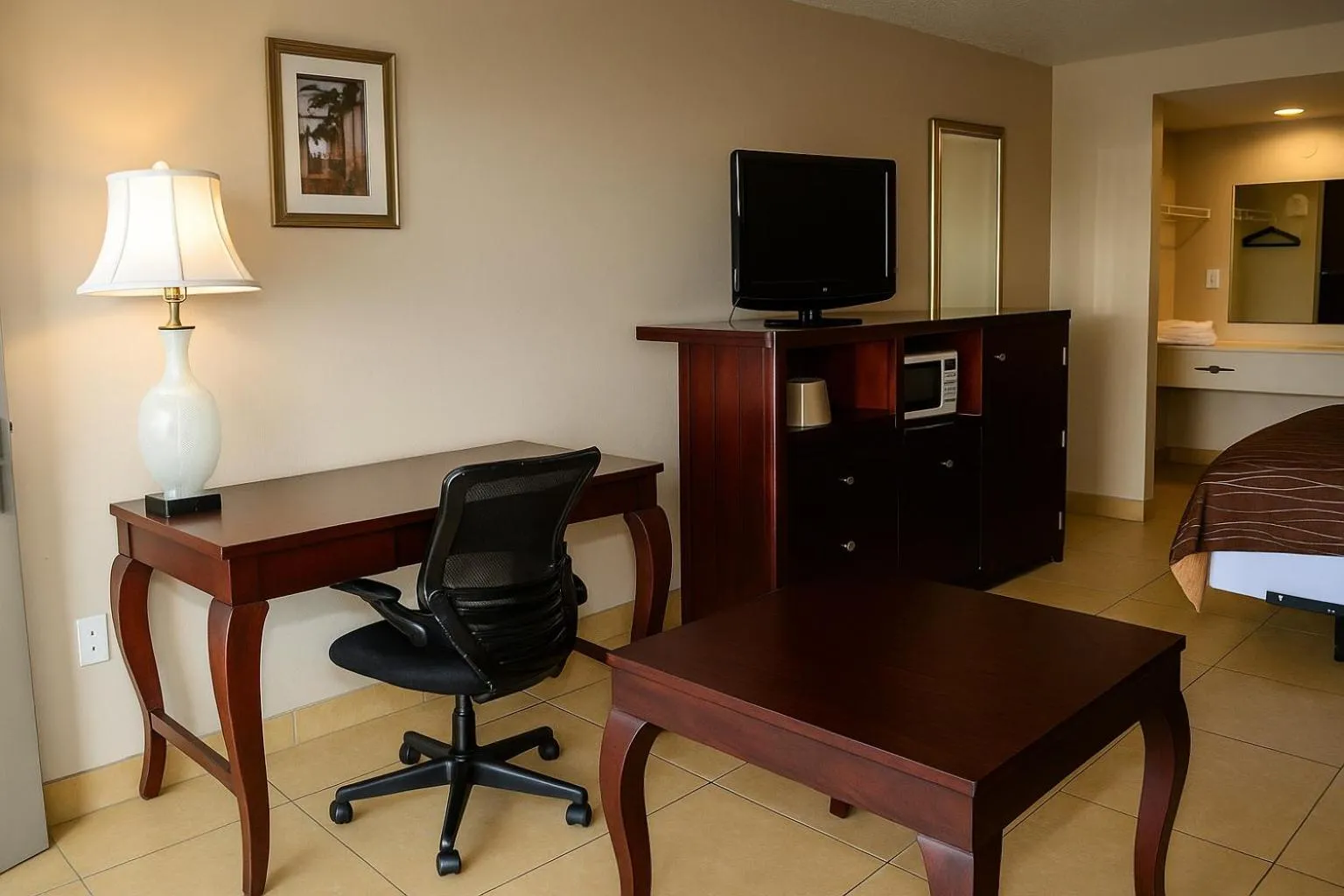 Seating area, Bed in Serena Inn