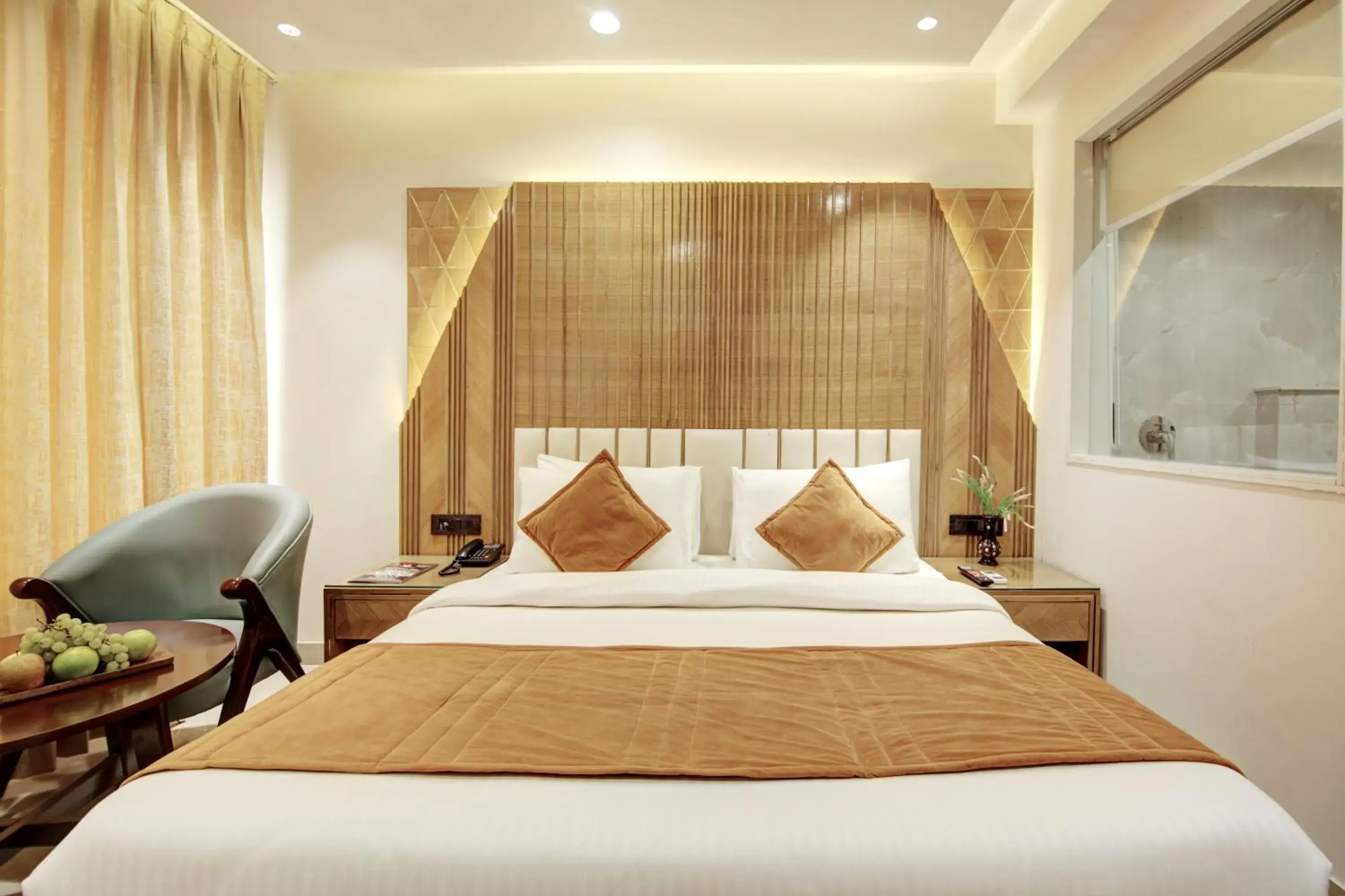 Bedroom, Bed in Hotel Krishna Plaza Just Near New Delhi Station And Connaught Place By M S Hospitality Bedroom, Bed in Hotel Krishna Plaza Just Near New Delhi Station And Connaught Place By M S Hospitality