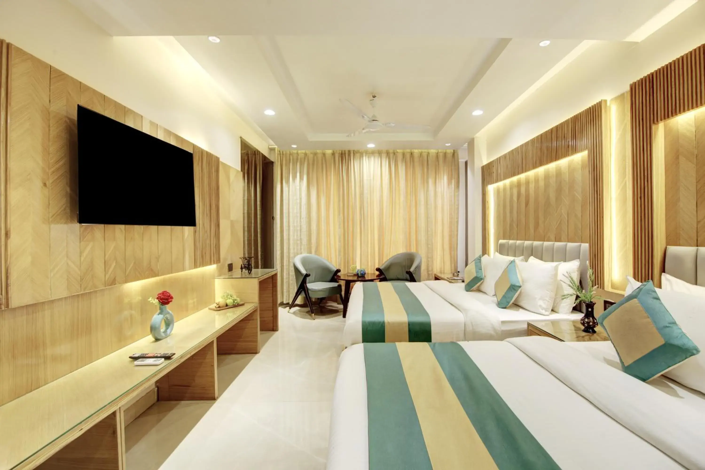 Bedroom, Bed in Hotel Krishna Plaza Just Near New Delhi Station And Connaught Place By M S Hospitality Bedroom, Bed in Hotel Krishna Plaza Just Near New Delhi Station And Connaught Place By M S Hospitality