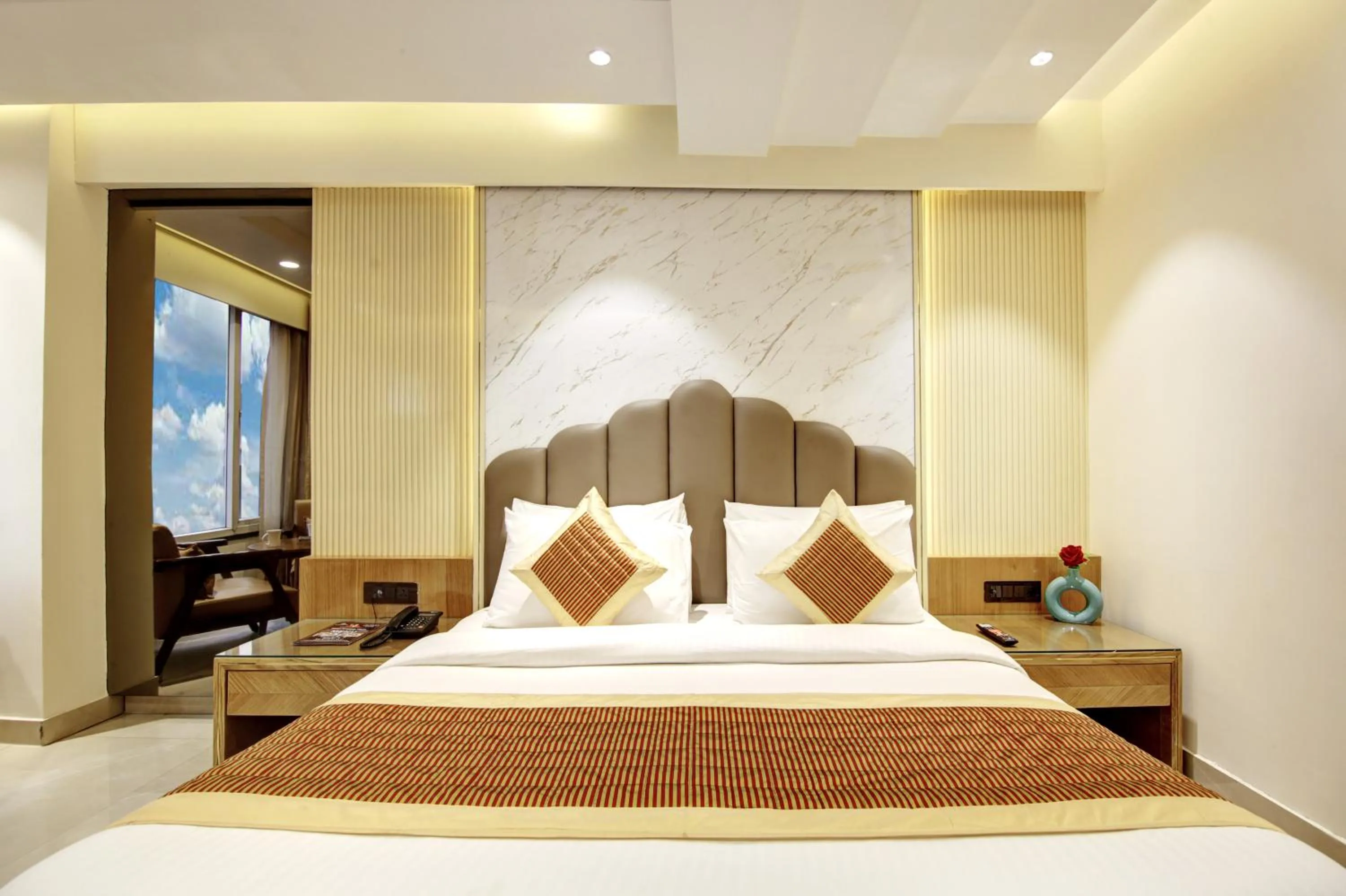 Bedroom, Bed in Hotel Krishna Plaza Just Near New Delhi Station And Connaught Place By M S Hospitality