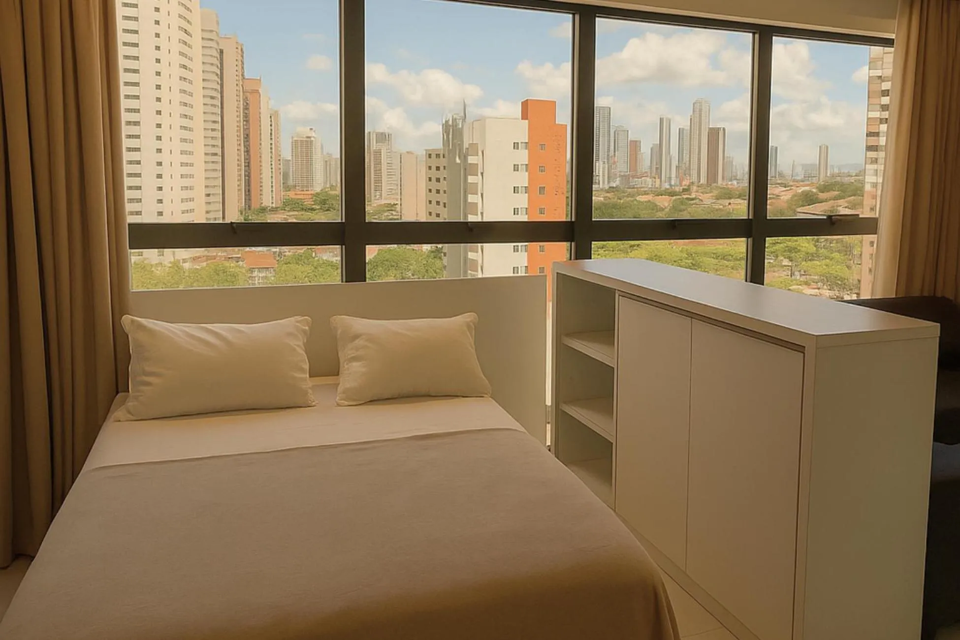 View (from property/room), Bed in Reserva Madero Loft Natal Hotel