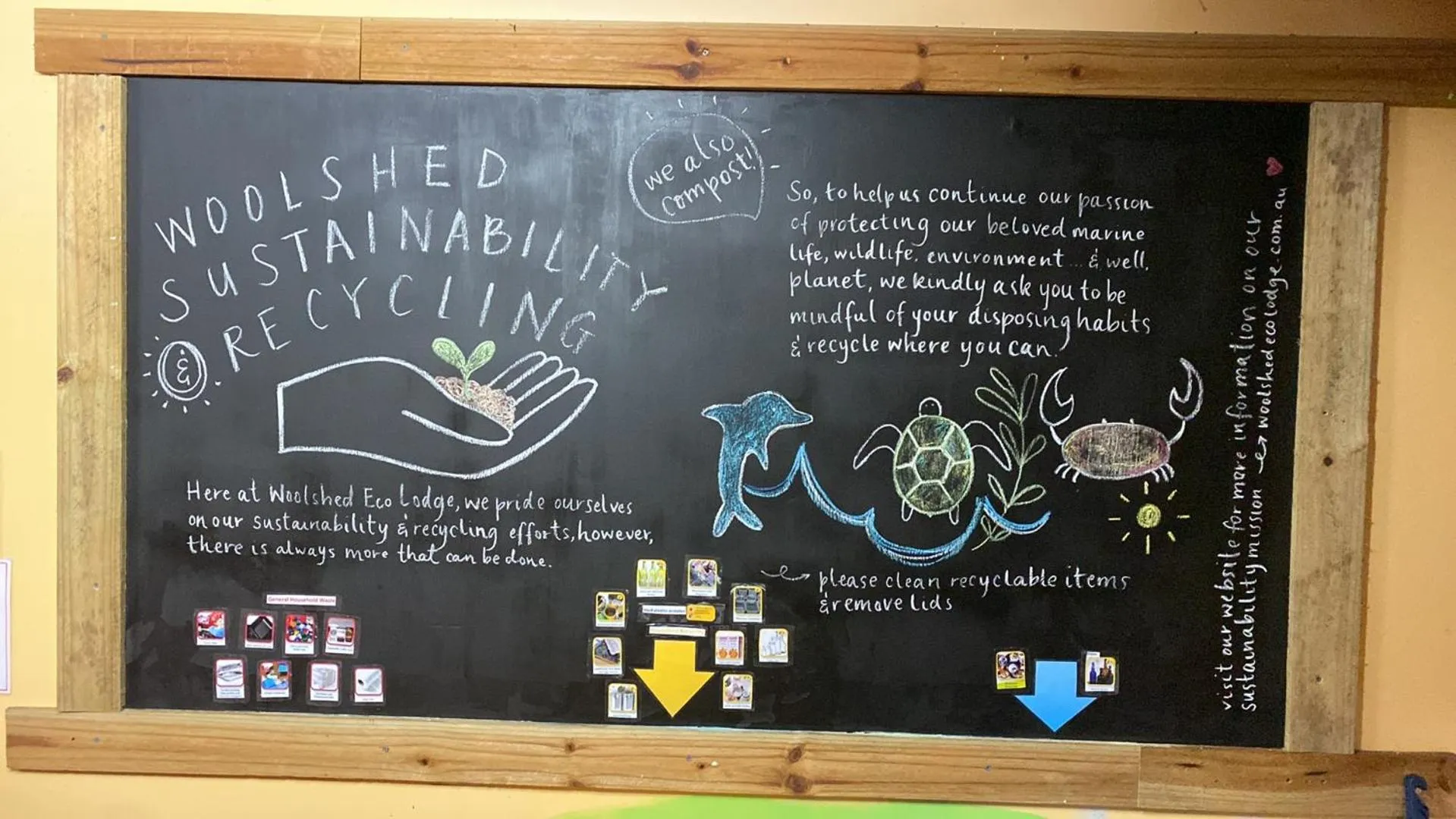 Communal kitchen in Woolshed Eco Lodge