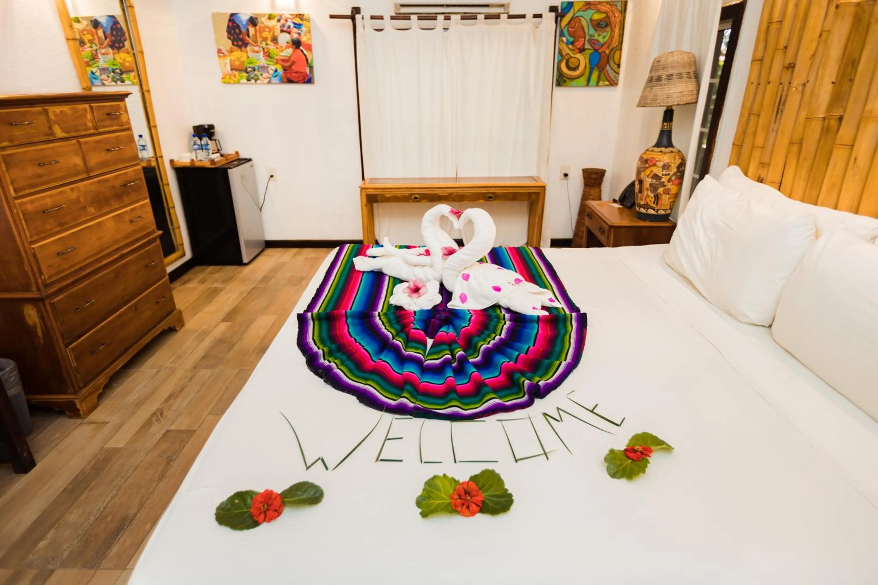 Bed in Falling Leaves Lodge