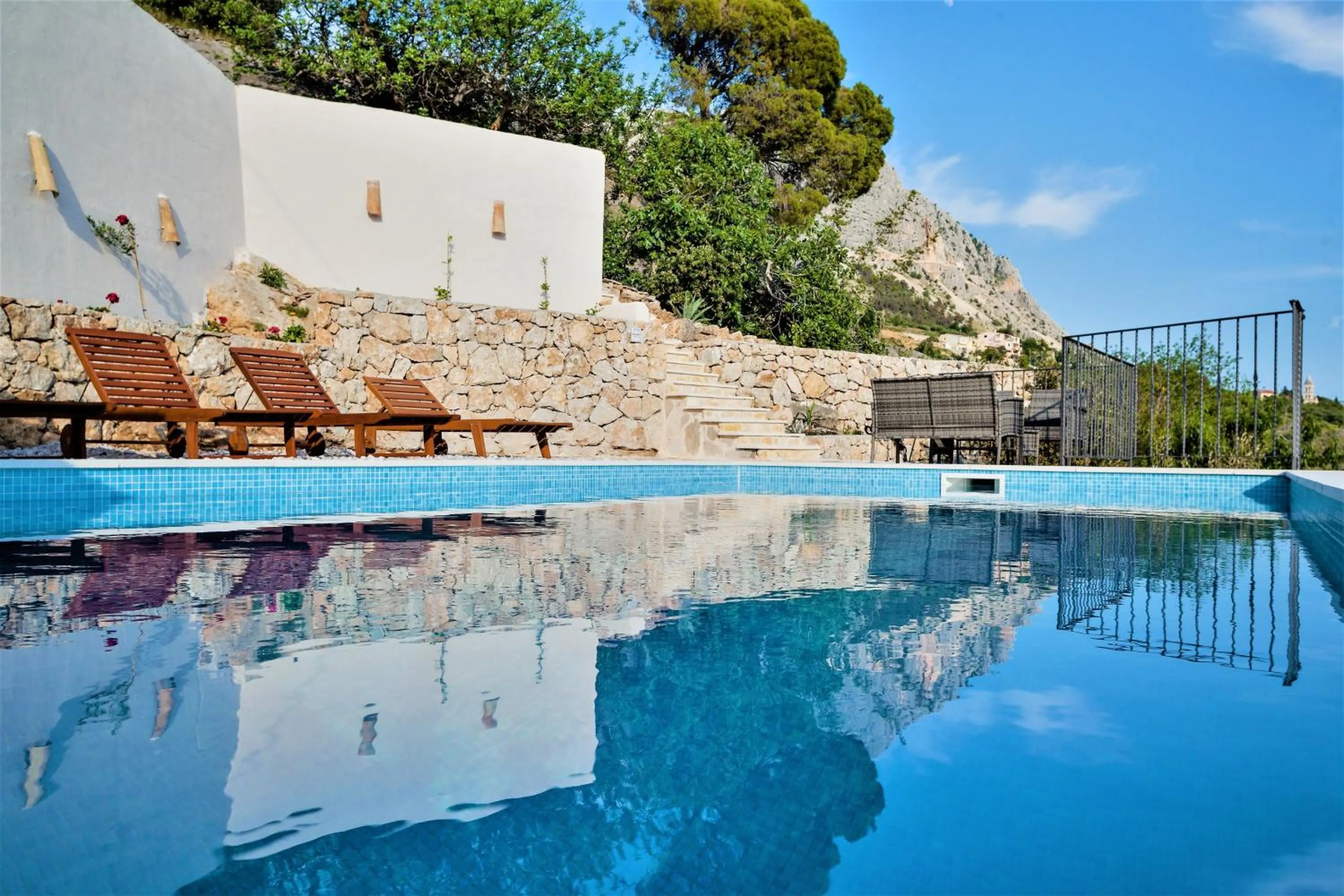 Pool view in Elegant villa in Podgora with private pool and sea view