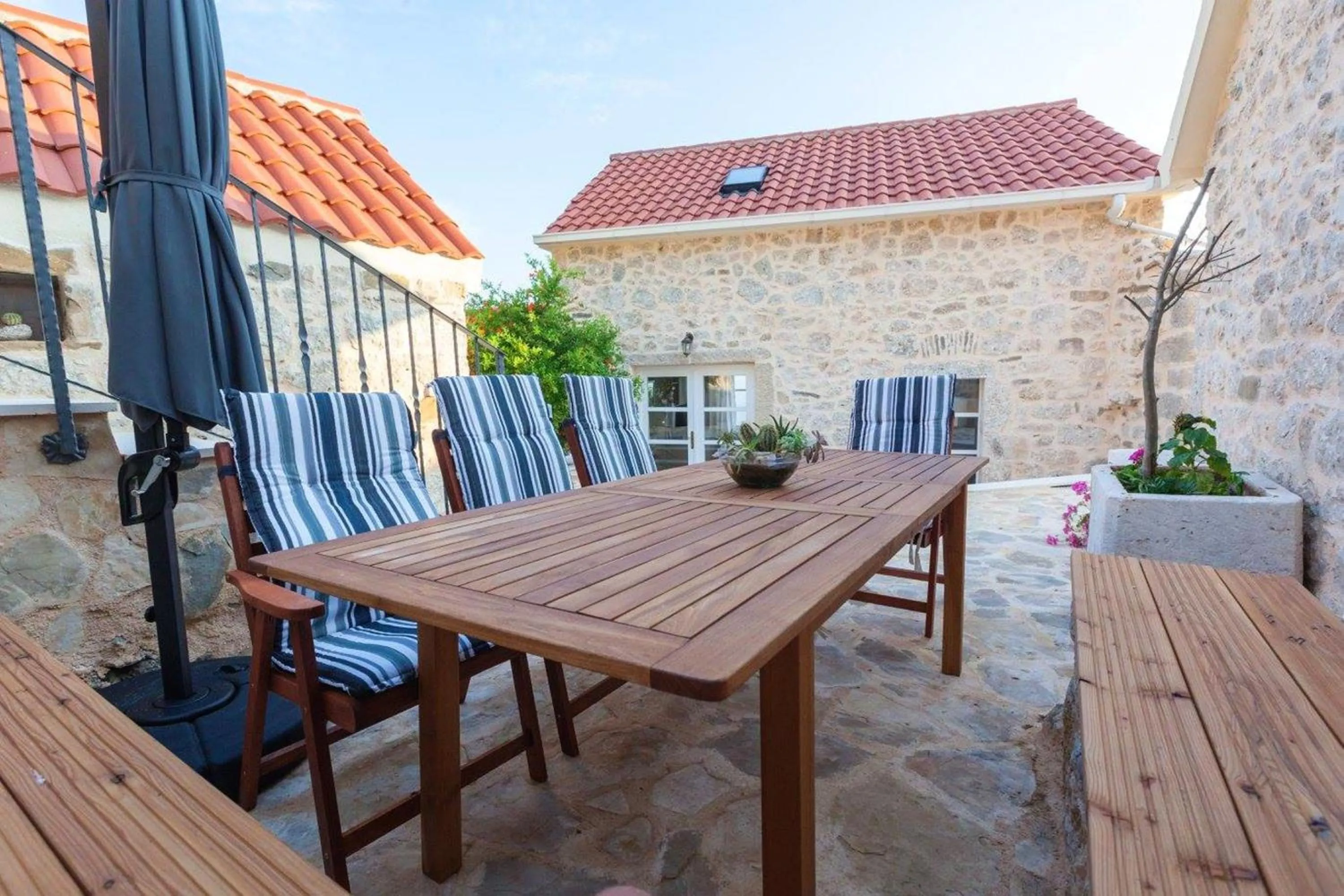 Balcony/Terrace in Elegant villa in Podgora with private pool and sea view