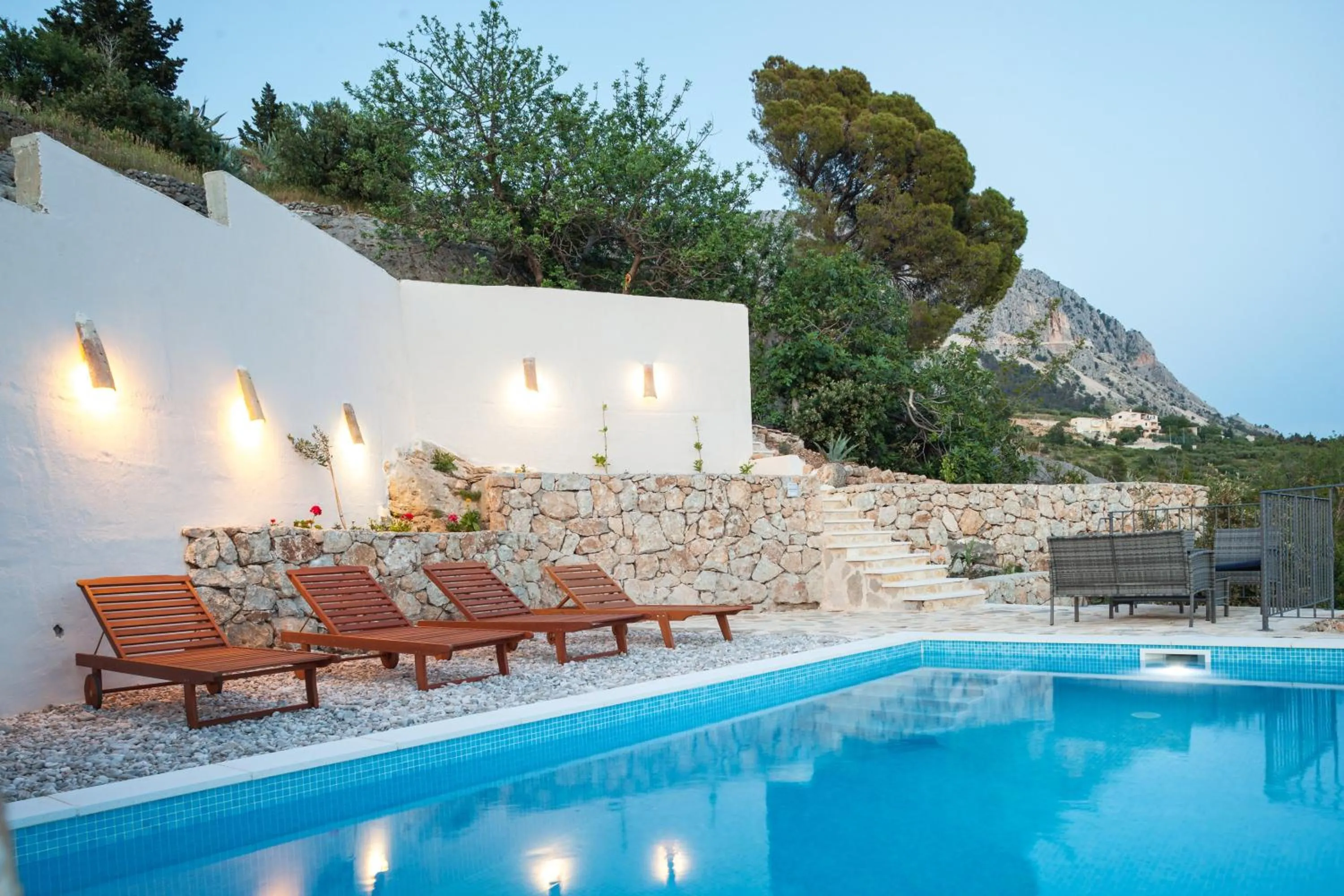 Pool view in Elegant villa in Podgora with private pool and sea view