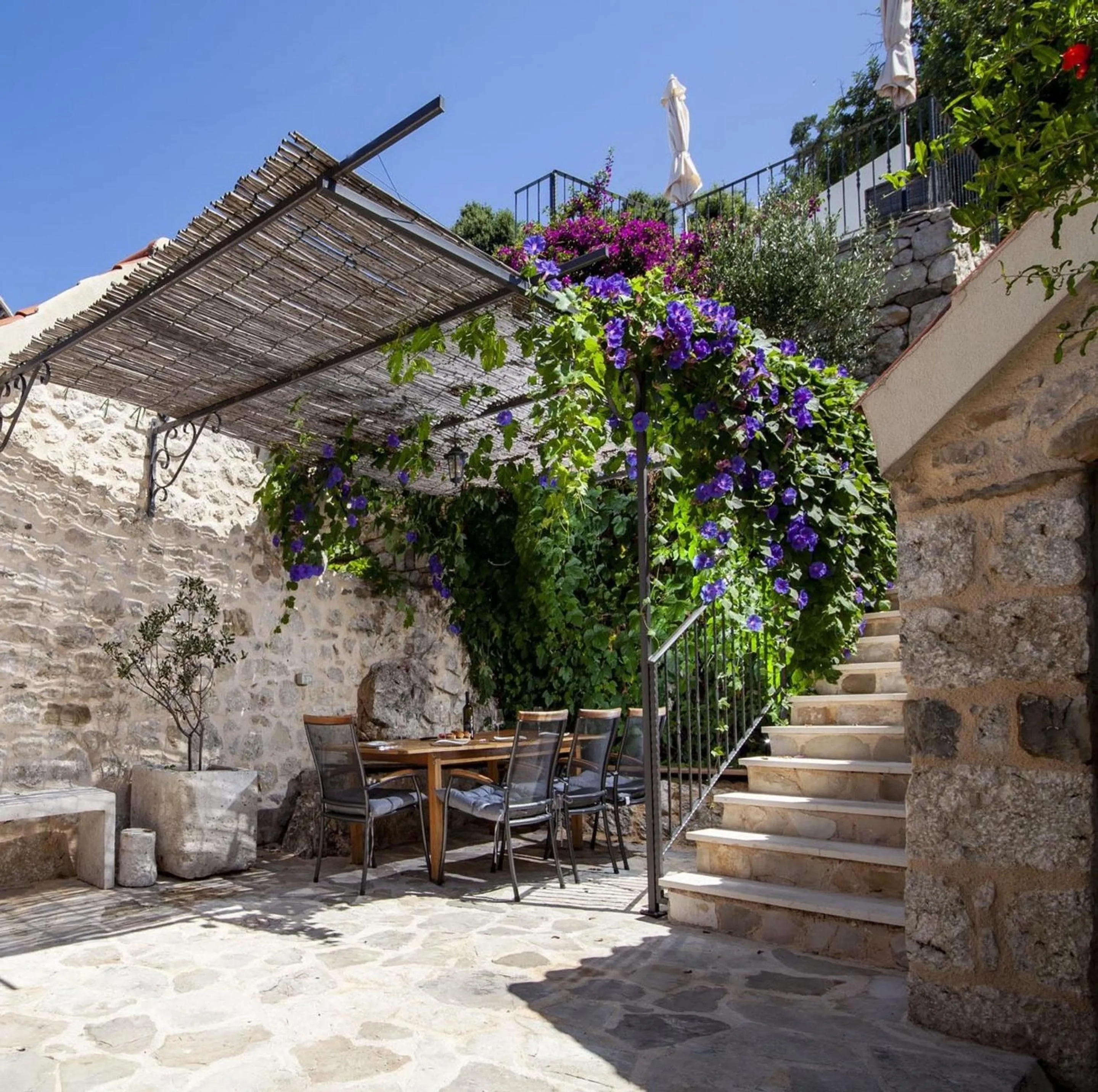 Balcony/Terrace in Elegant villa in Podgora with private pool and sea view