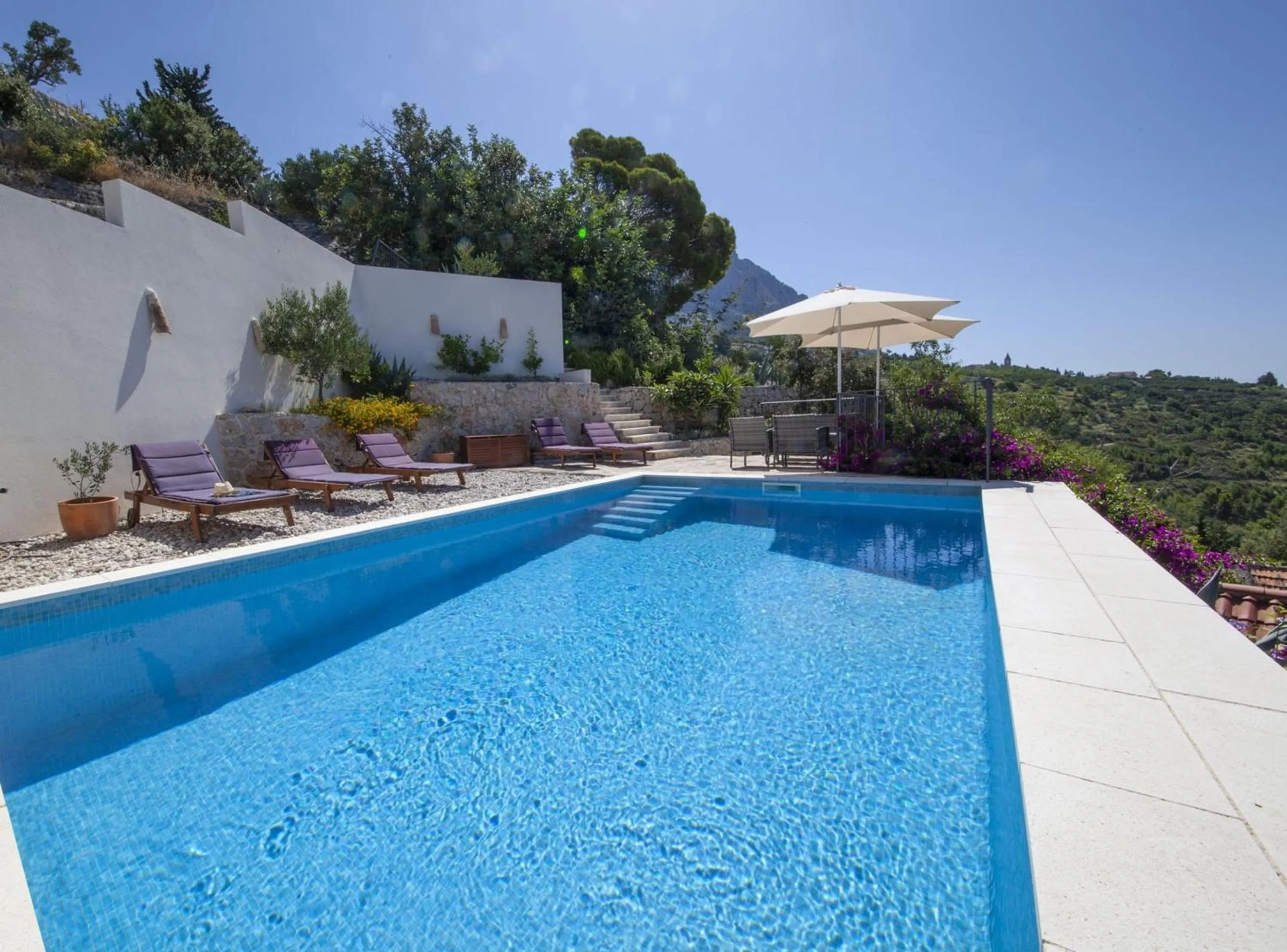 Pool view in Elegant villa in Podgora with private pool and sea view