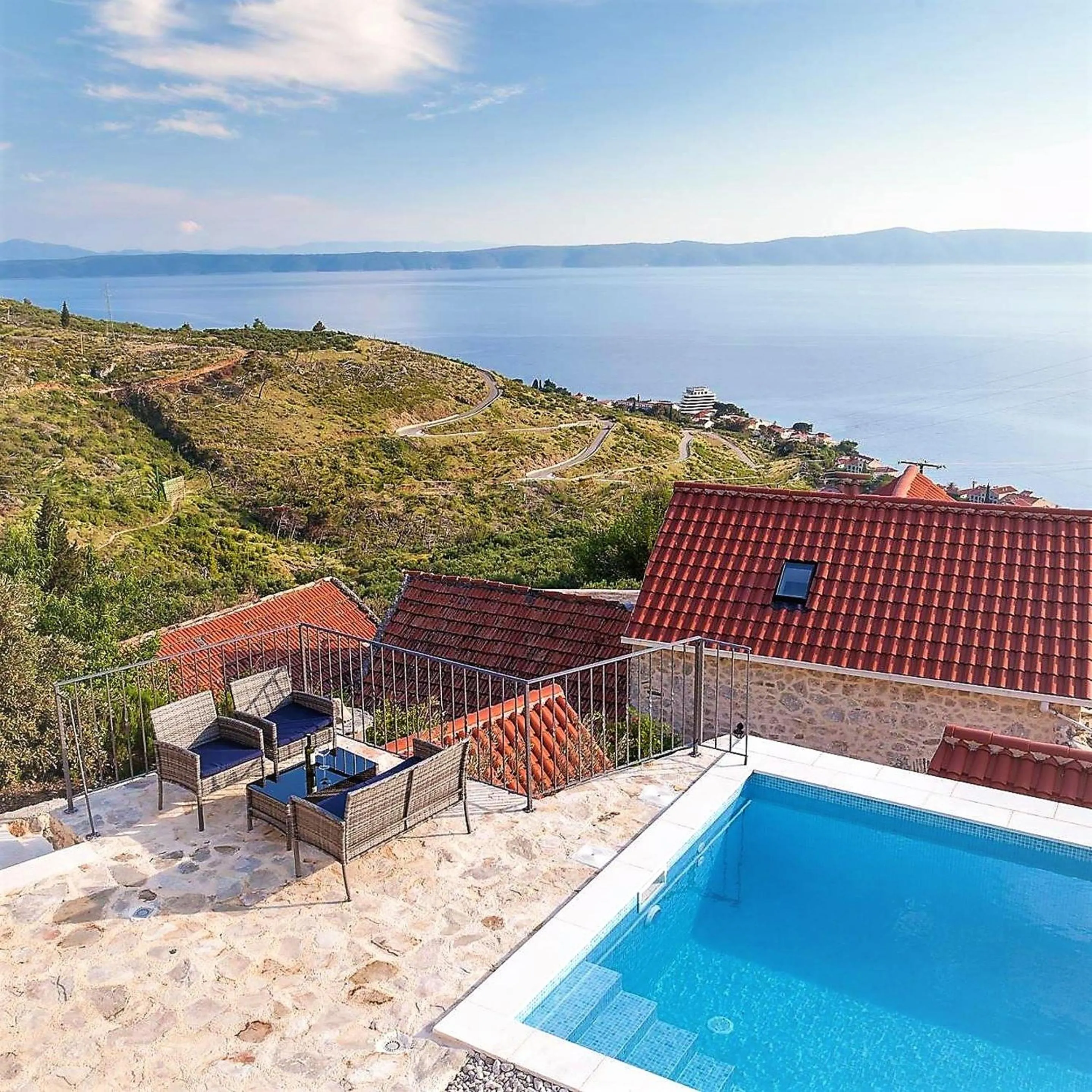 Pool view in Elegant villa in Podgora with private pool and sea view