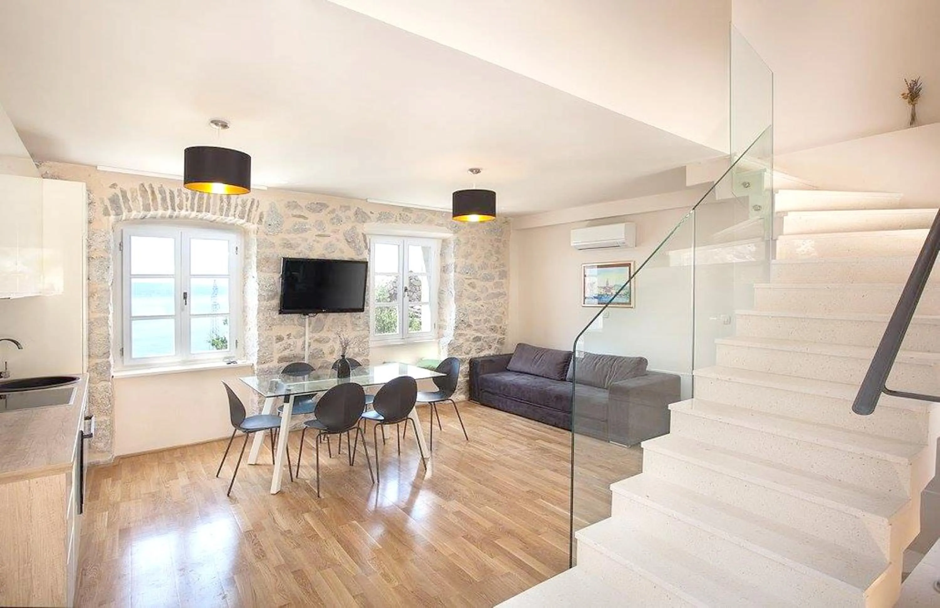 Living room in Elegant villa in Podgora with private pool and sea view