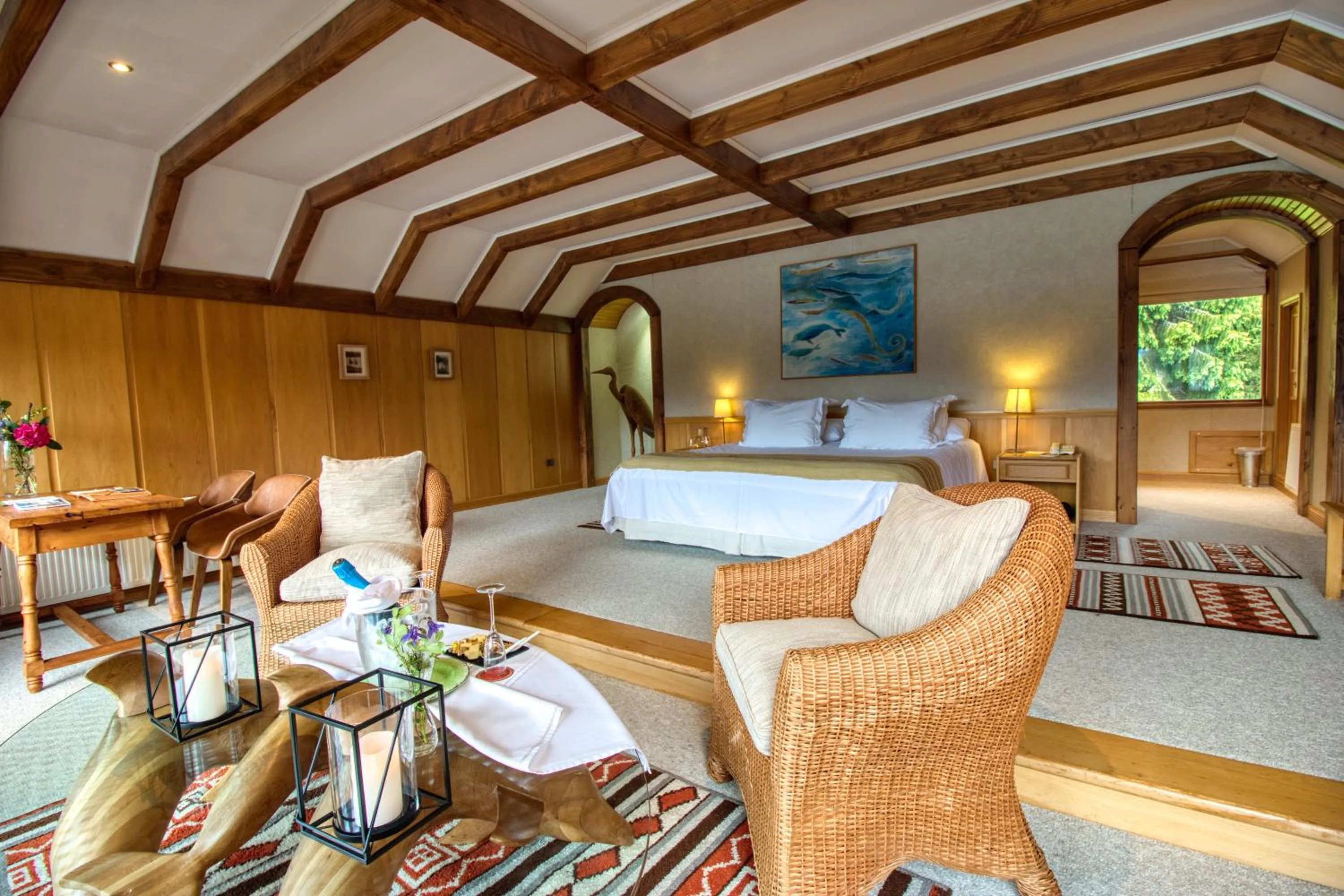 Bed in Puyuhuapi Lodge & Spa